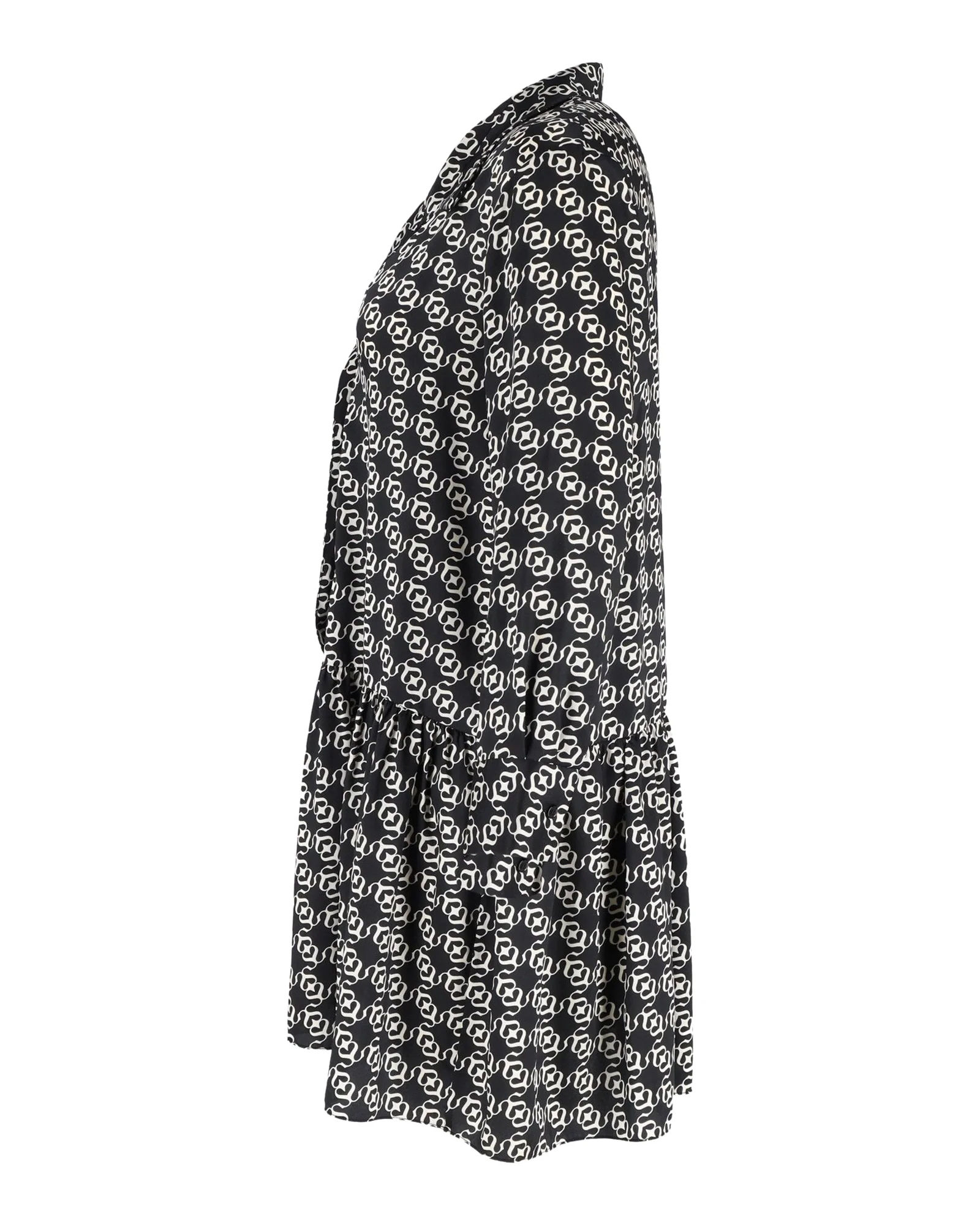 Women's Sandro Printed Shirt Mini Dress in Black Silk - Image 2