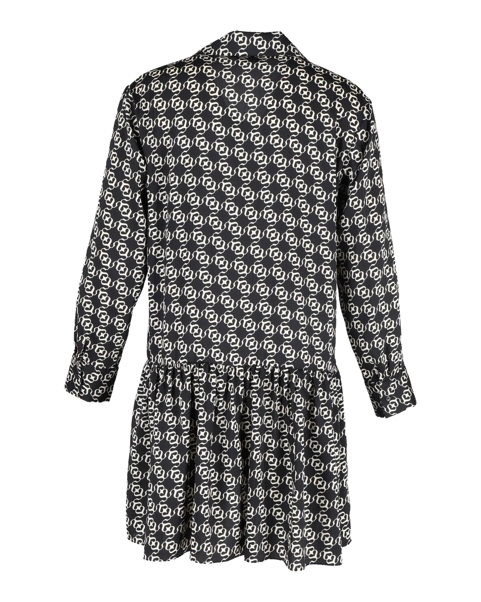 Women's Sandro Printed Shirt Mini Dress in Black Silk - Image 3