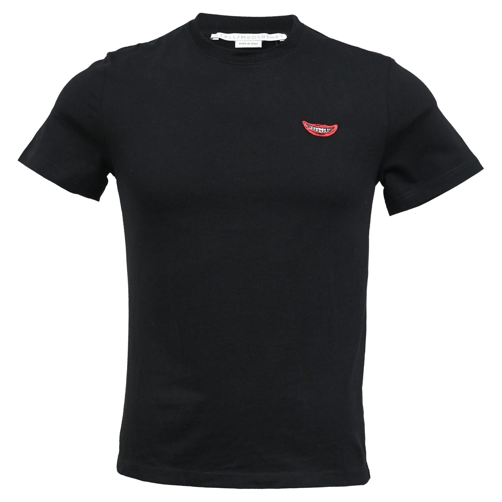 Men's Stella McCartney No Smile No Service T-Shirt in Black Cotton
