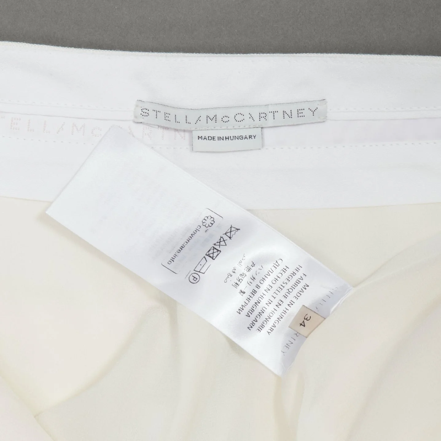 Women's STELLA MCCARTNEY 2017 white silk lined front pleats culotte pants IT34 XXS - Image 8