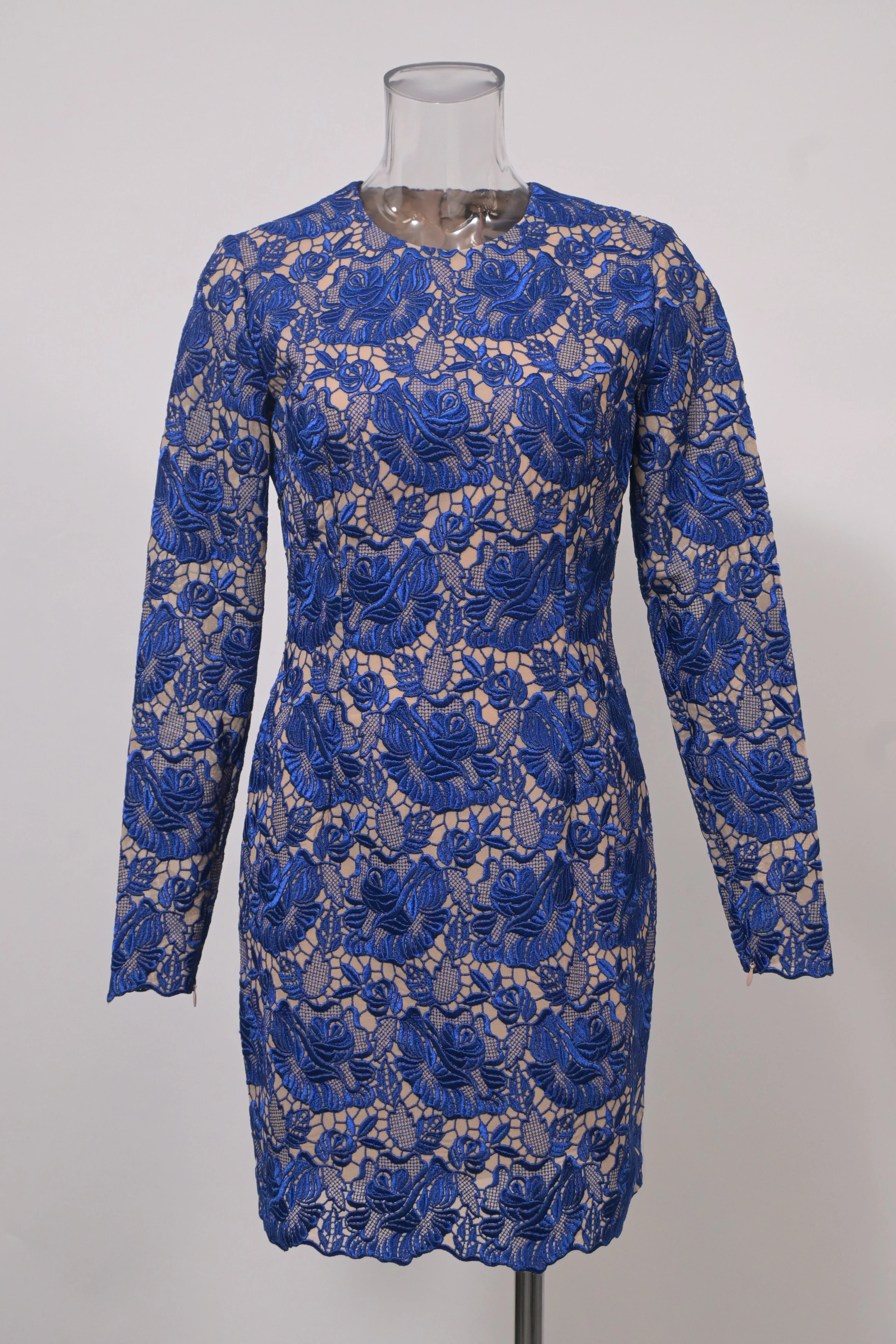 Women's Stella McCartney Long Sleeve Dress in Blue Celia Lace - Image 6