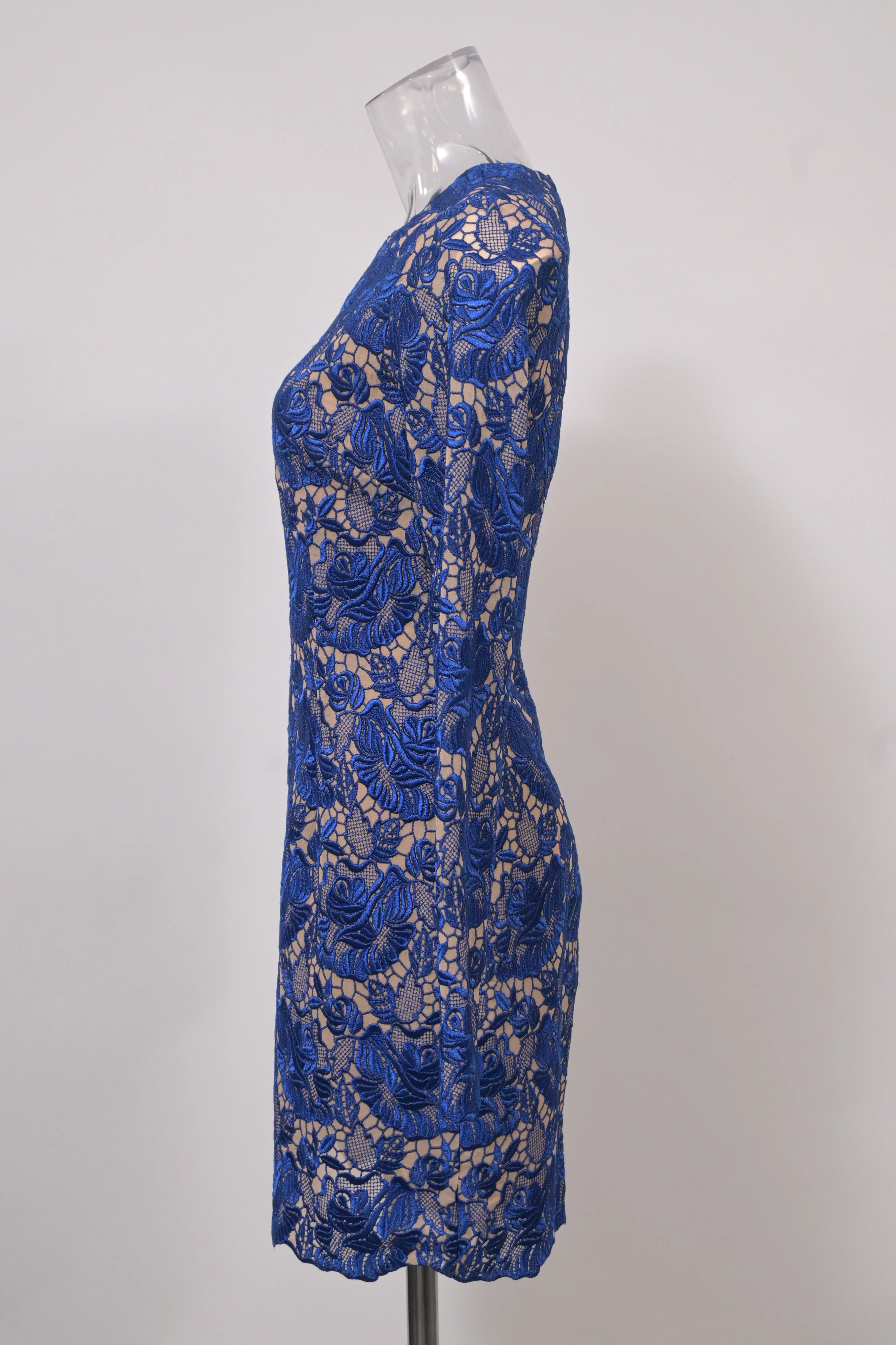 Women's Stella McCartney Long Sleeve Dress in Blue Celia Lace - Image 7