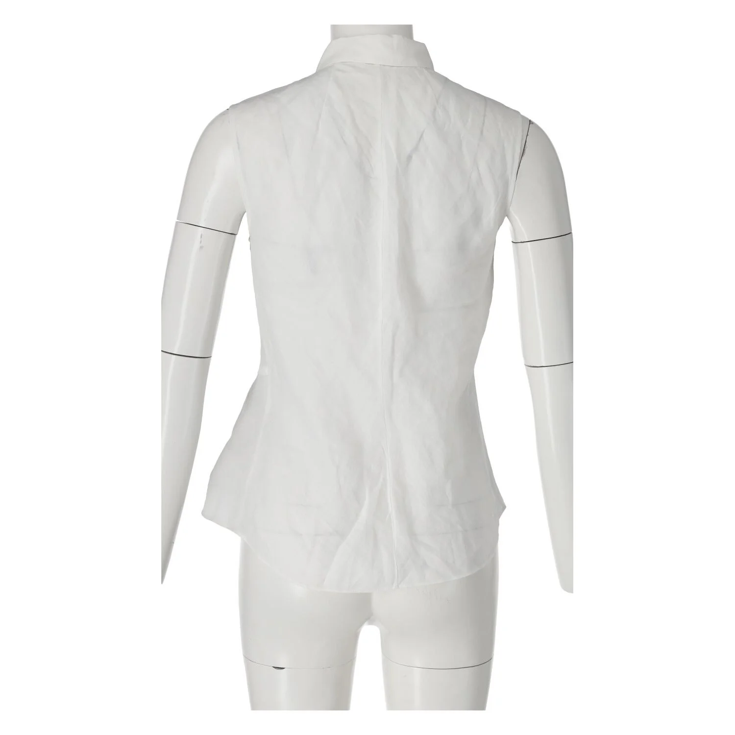 Women's Theory Biaz Sleeveless Ruffled Gauze Blouse in White Silk - Image 6