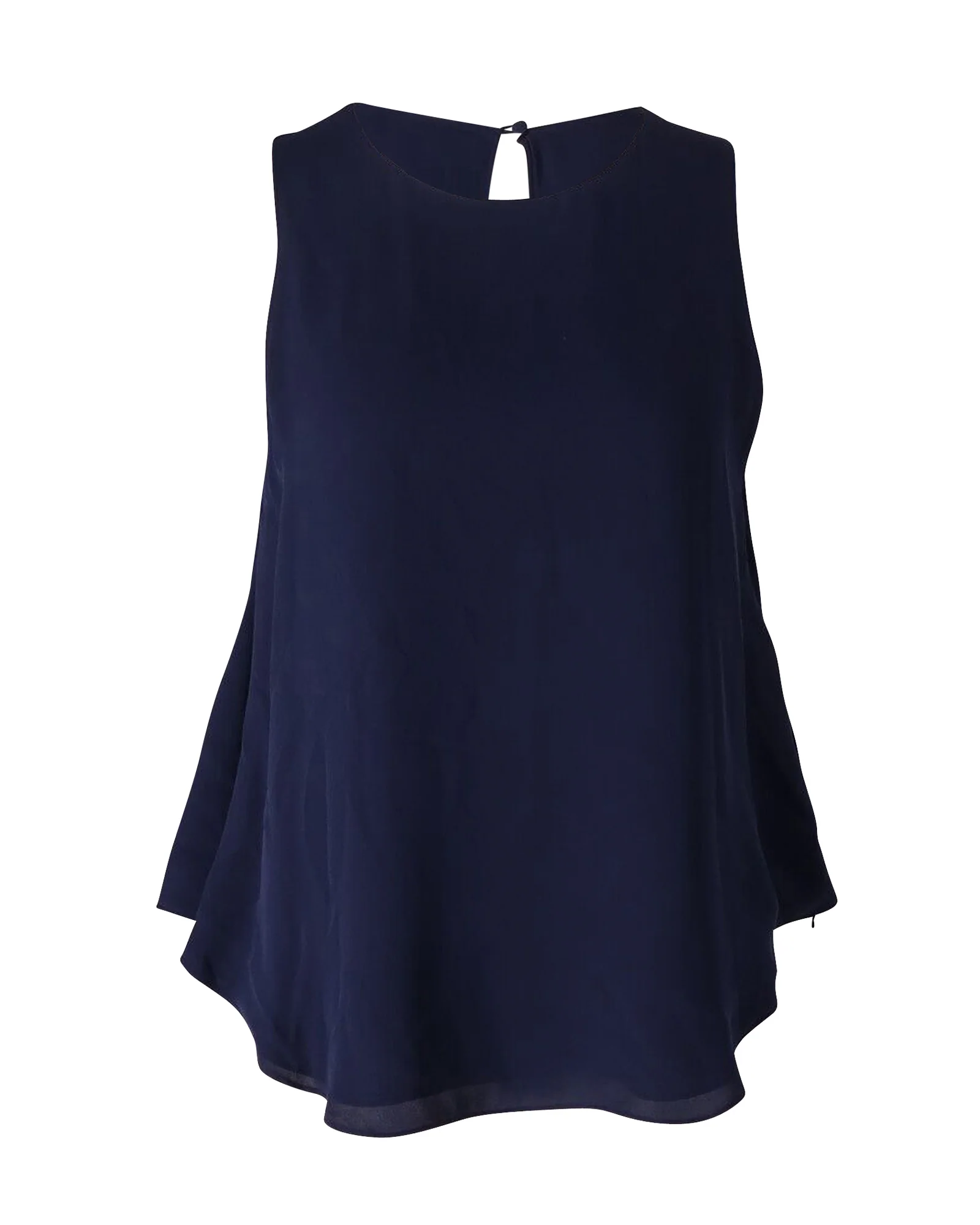 Women's Theory Draped Tank Top in Navy Blue Silk