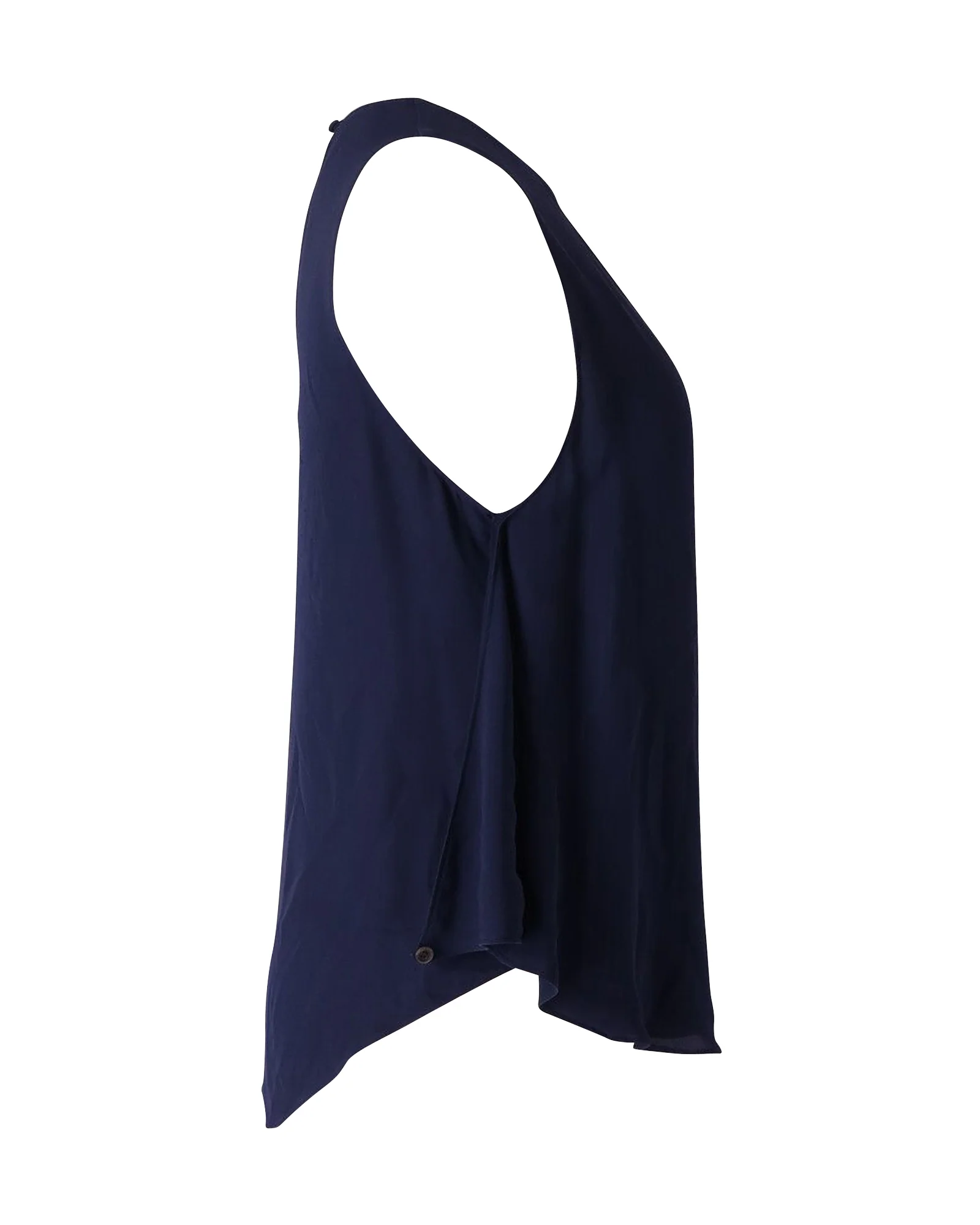Women's Theory Draped Tank Top in Navy Blue Silk - Image 2