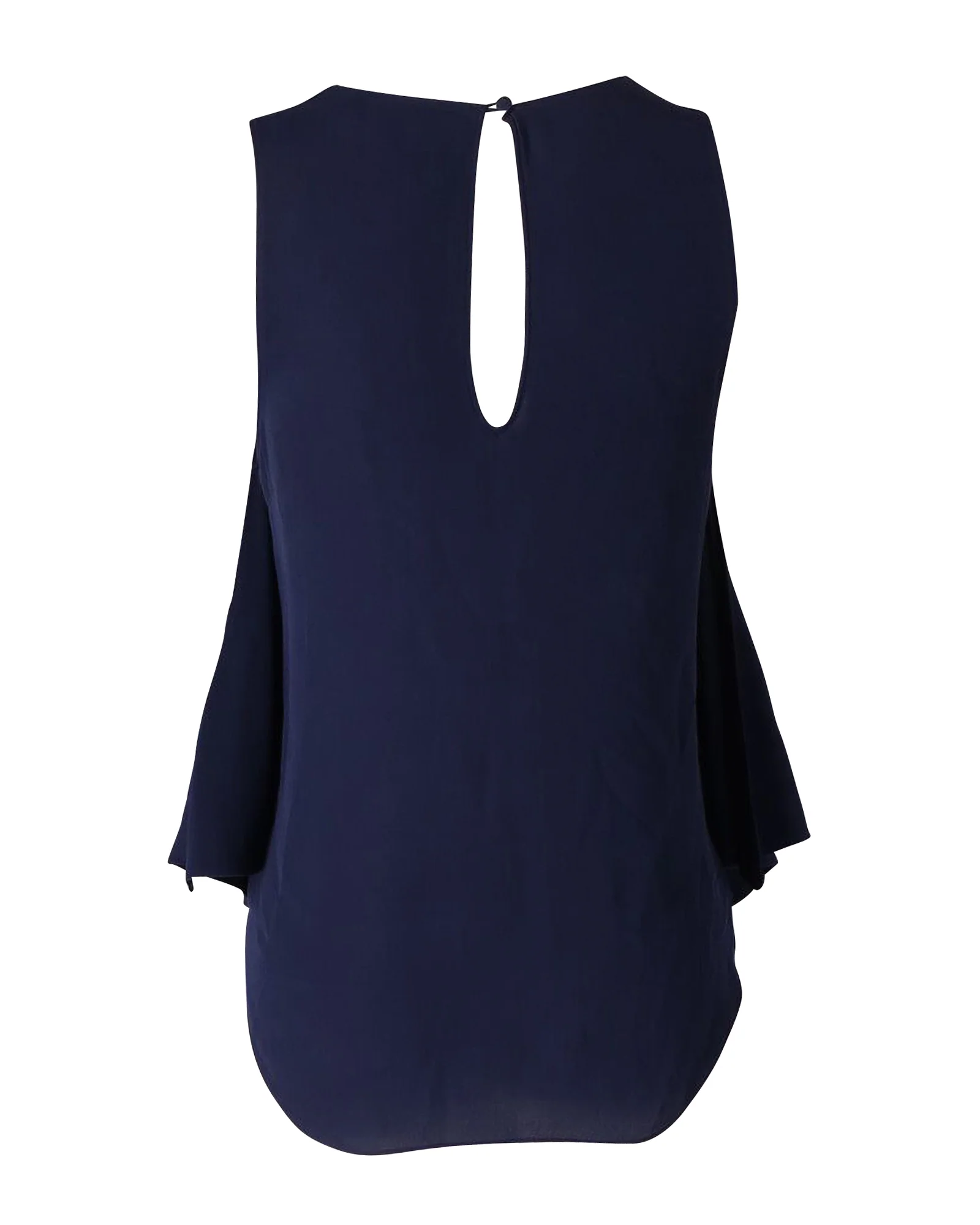 Women's Theory Draped Tank Top in Navy Blue Silk - Image 3