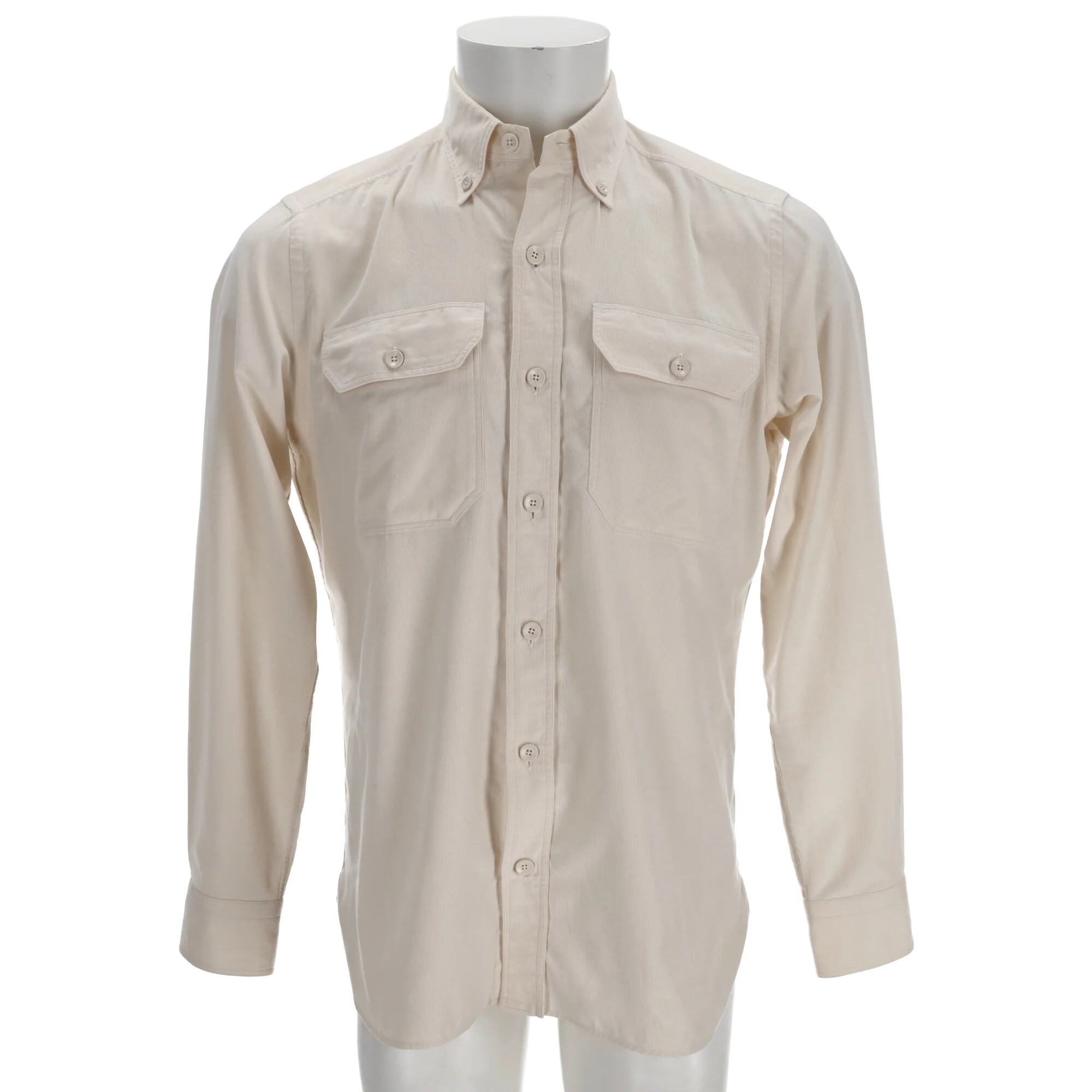Men's Tom Ford Garment-Dyed Brushed Shirt in White Cotton - Image 6