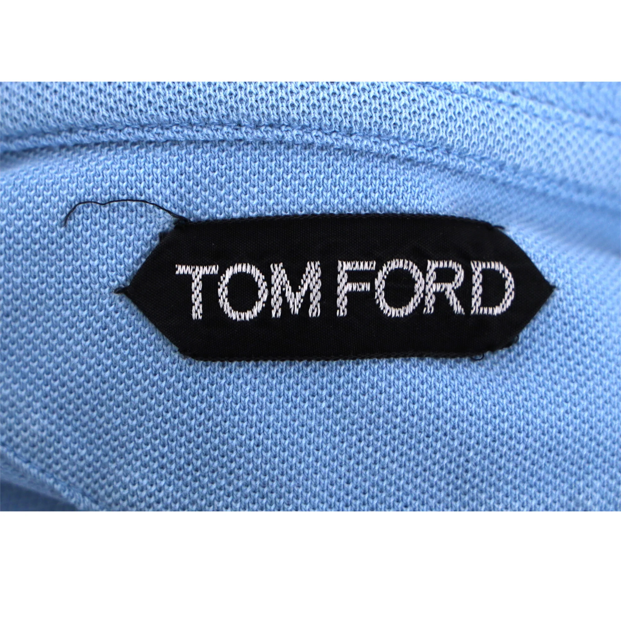 Men's Tom Ford Pique Short Sleeve Polo Shirt in Blue Cotton - Image 4