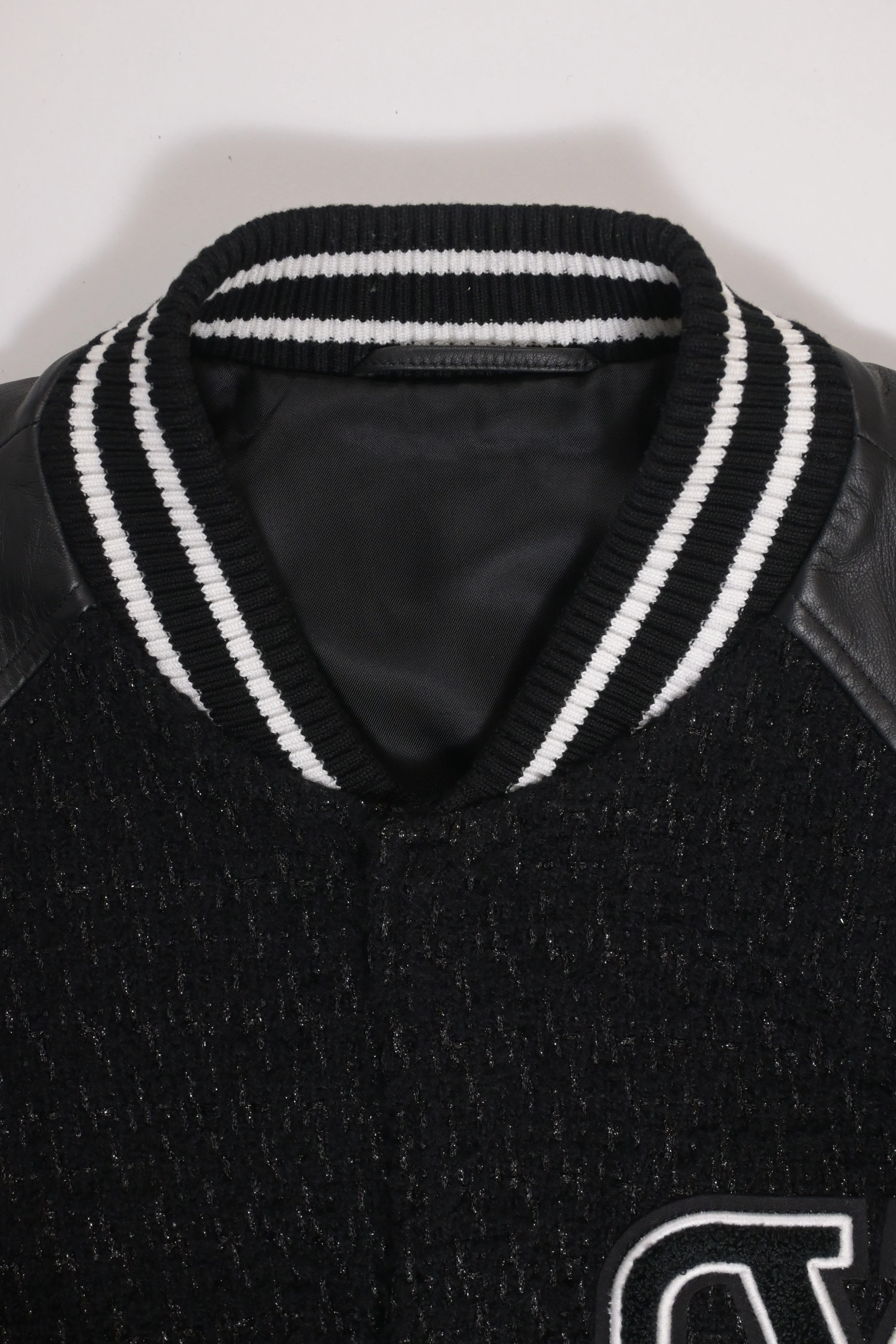 Men's Valentino Bomber Jacket in Black Tweed and Leather - Image 7