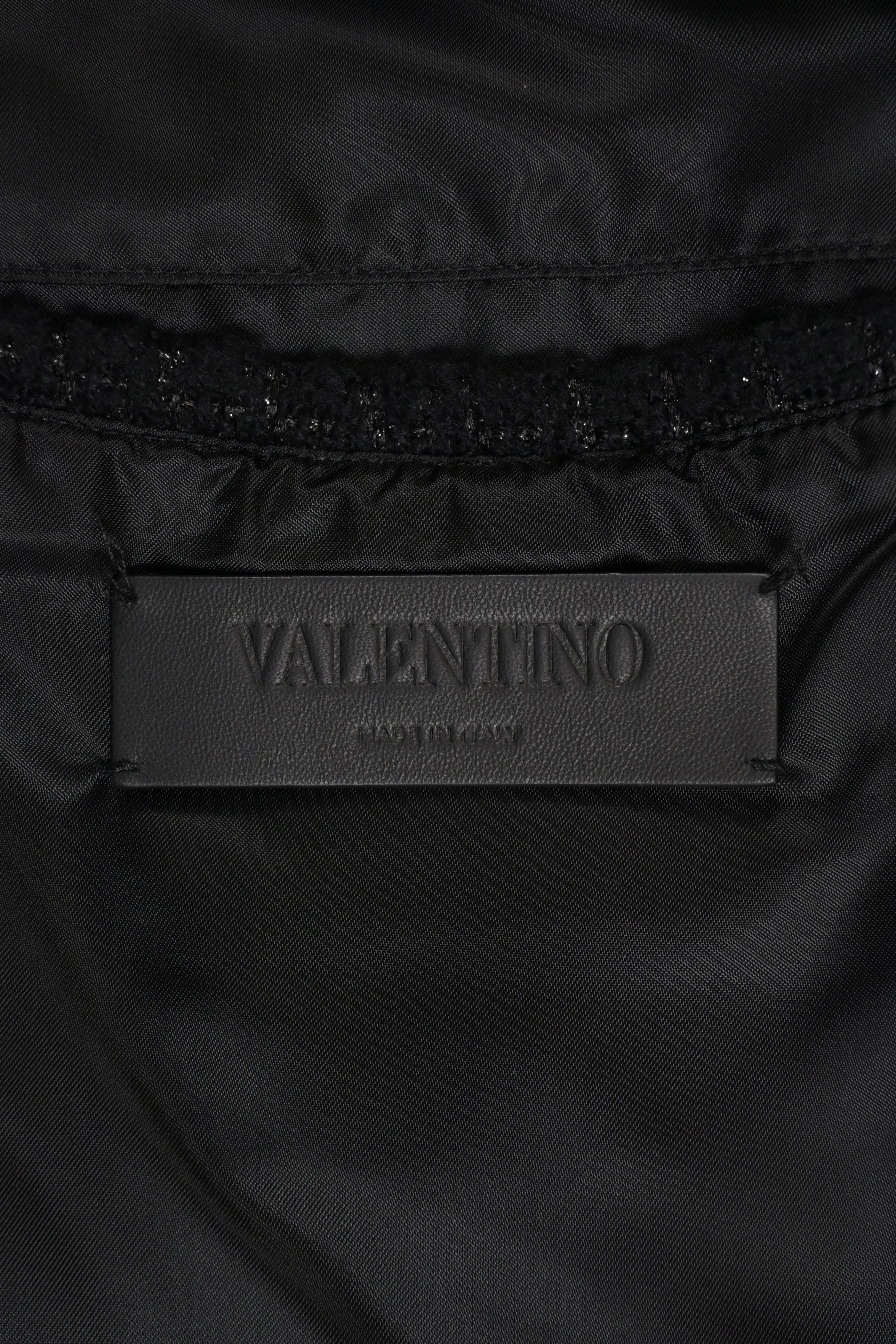 Men's Valentino Bomber Jacket in Black Tweed and Leather - Image 8