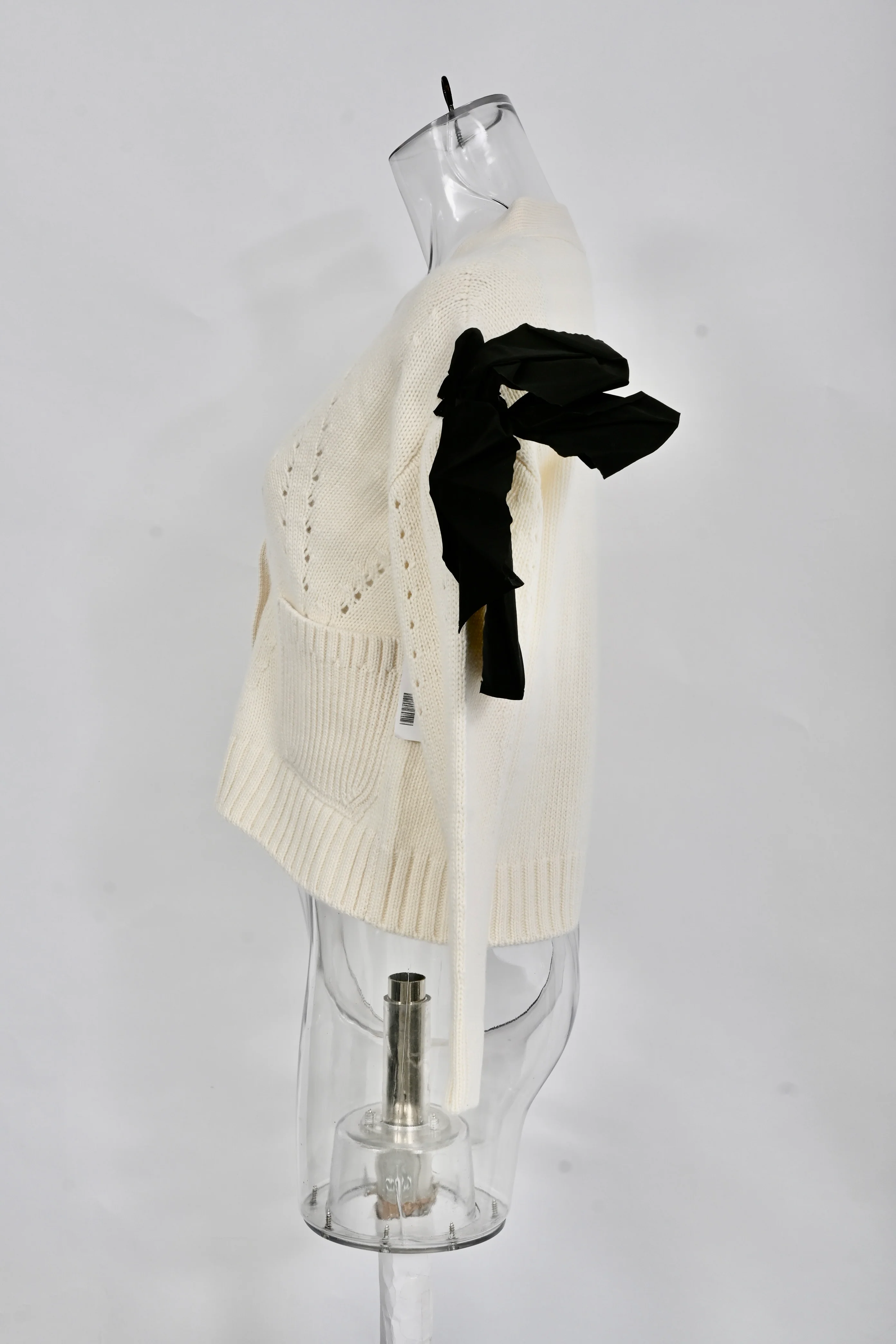 Women's RED Valentino Knitted Bow Accent Cardigan in Cream Wool - Image 7