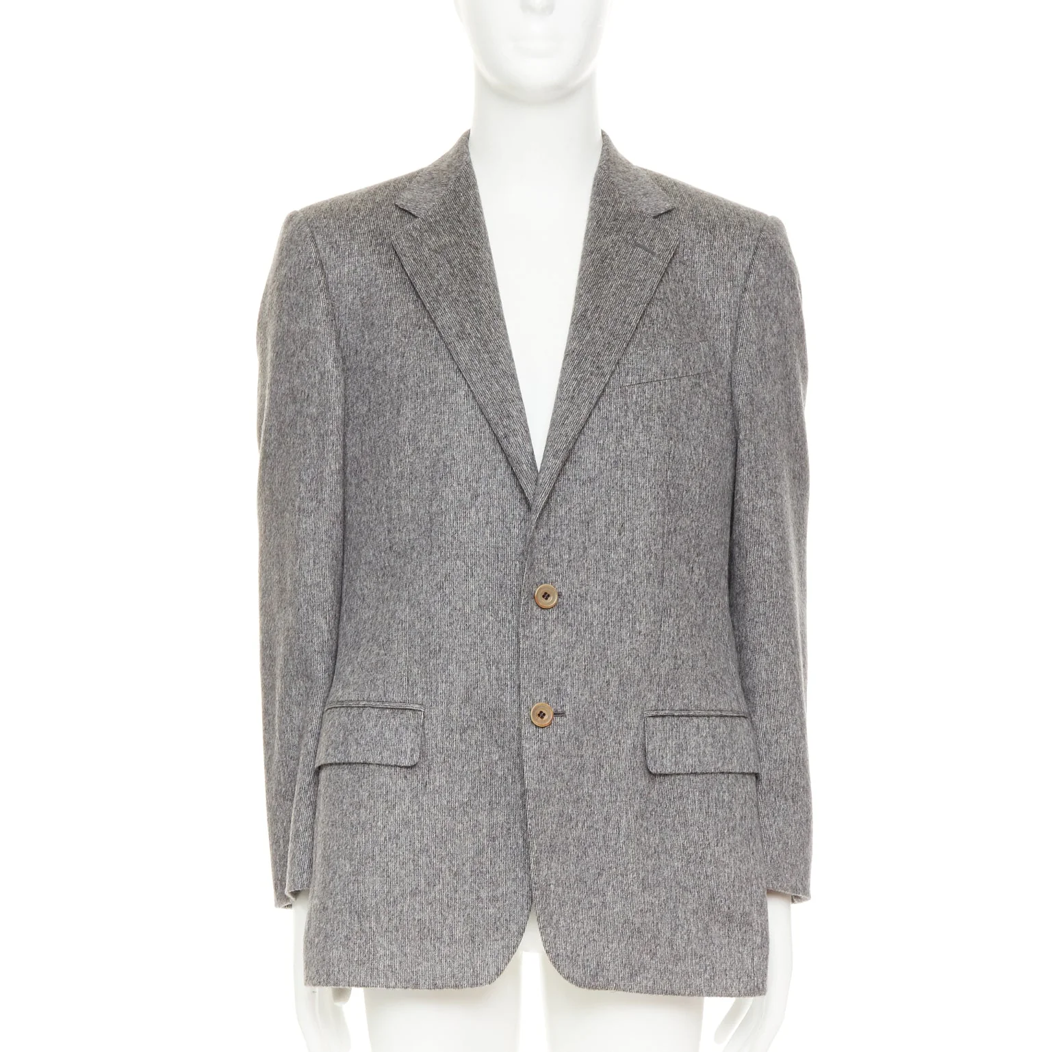 Men's VERSACE 100% cashmere grey flap pocket 2-button unstructured blazer EU50 L