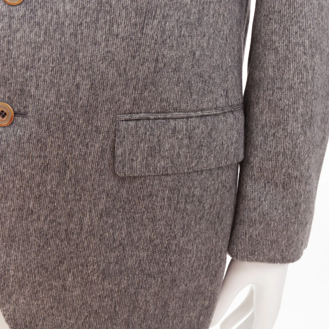 Men's VERSACE 100% cashmere grey flap pocket 2-button unstructured blazer EU50 L - Image 2