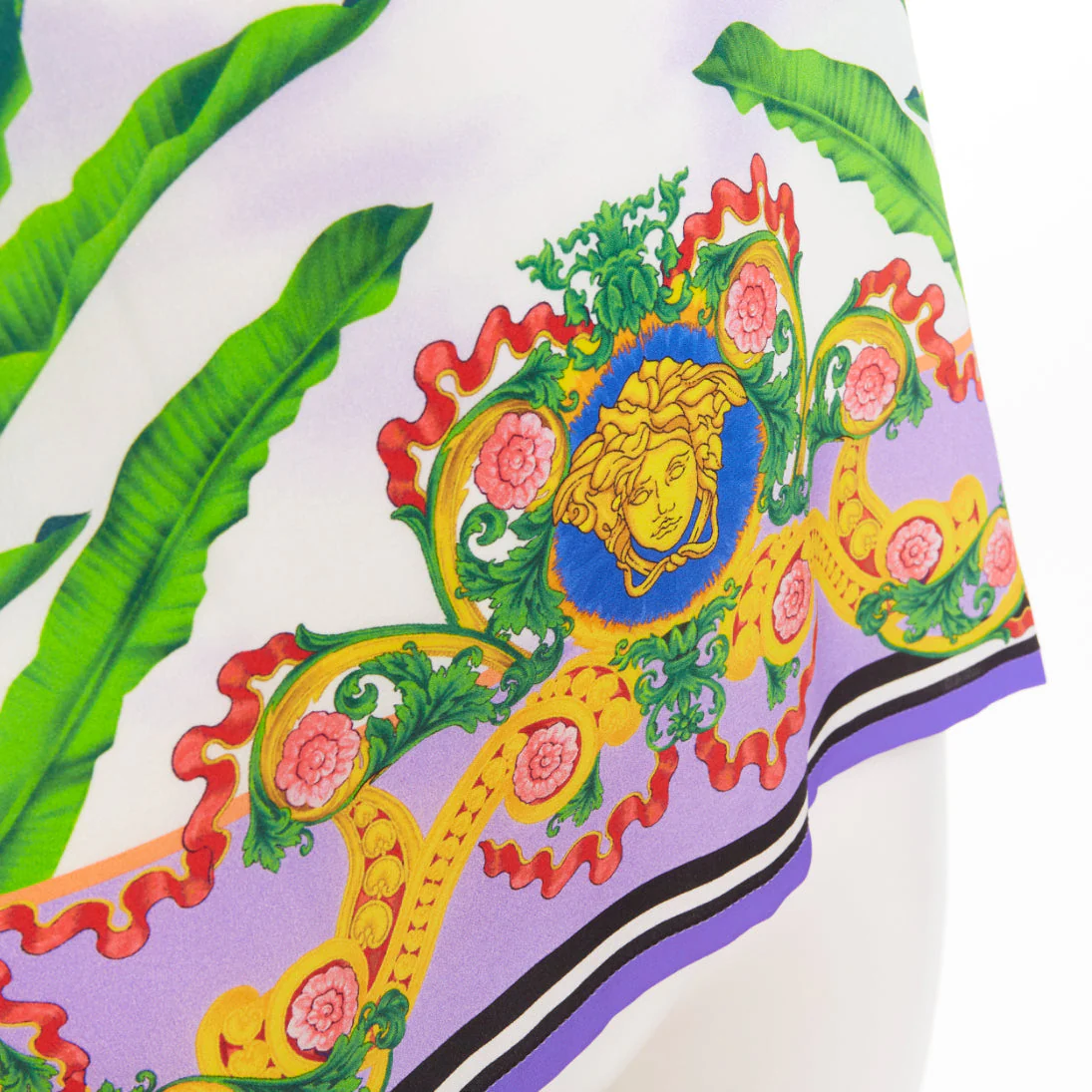 Women's VERSACE Beverly Palm lilac purple silk print short sleeve top IT40 S - Image 2