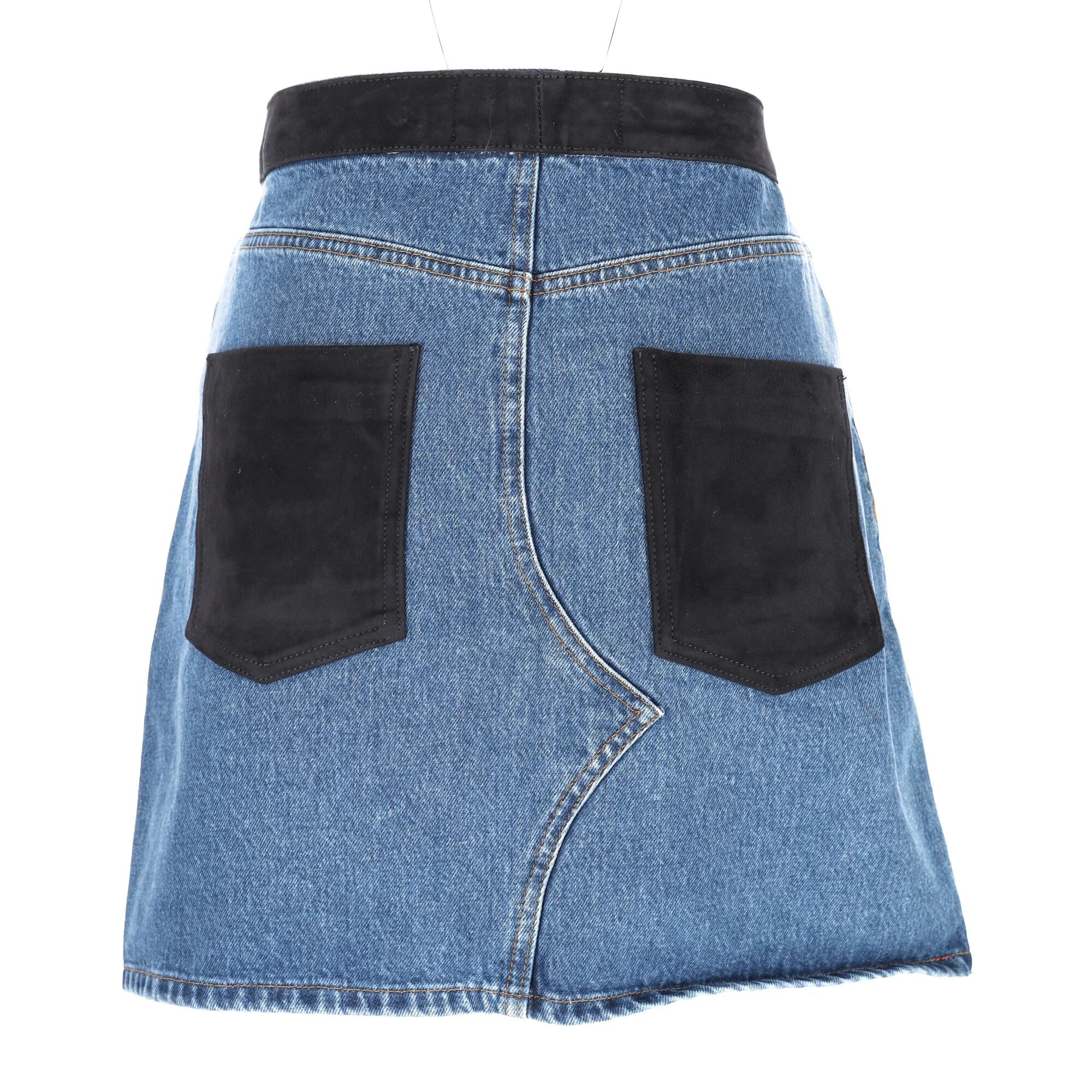 Women's Victoria Beckham Contrast Mini Denim Skirt in Blue Cotton - Image 10