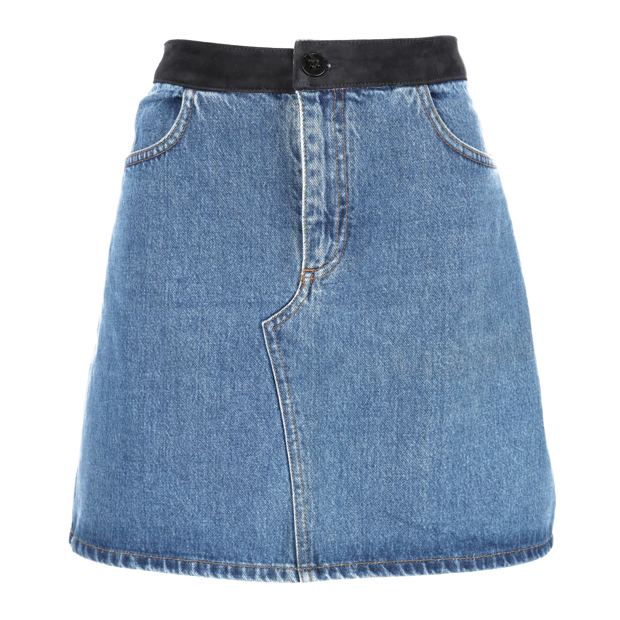Women's Victoria Beckham Contrast Mini Denim Skirt in Blue Cotton - Image 8