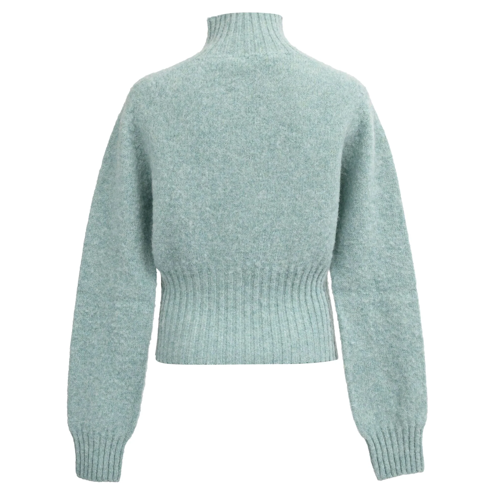 Women's  Victoria Beckham Knitted Turtleneck Sweater in Turquoise Wool - Image 2
