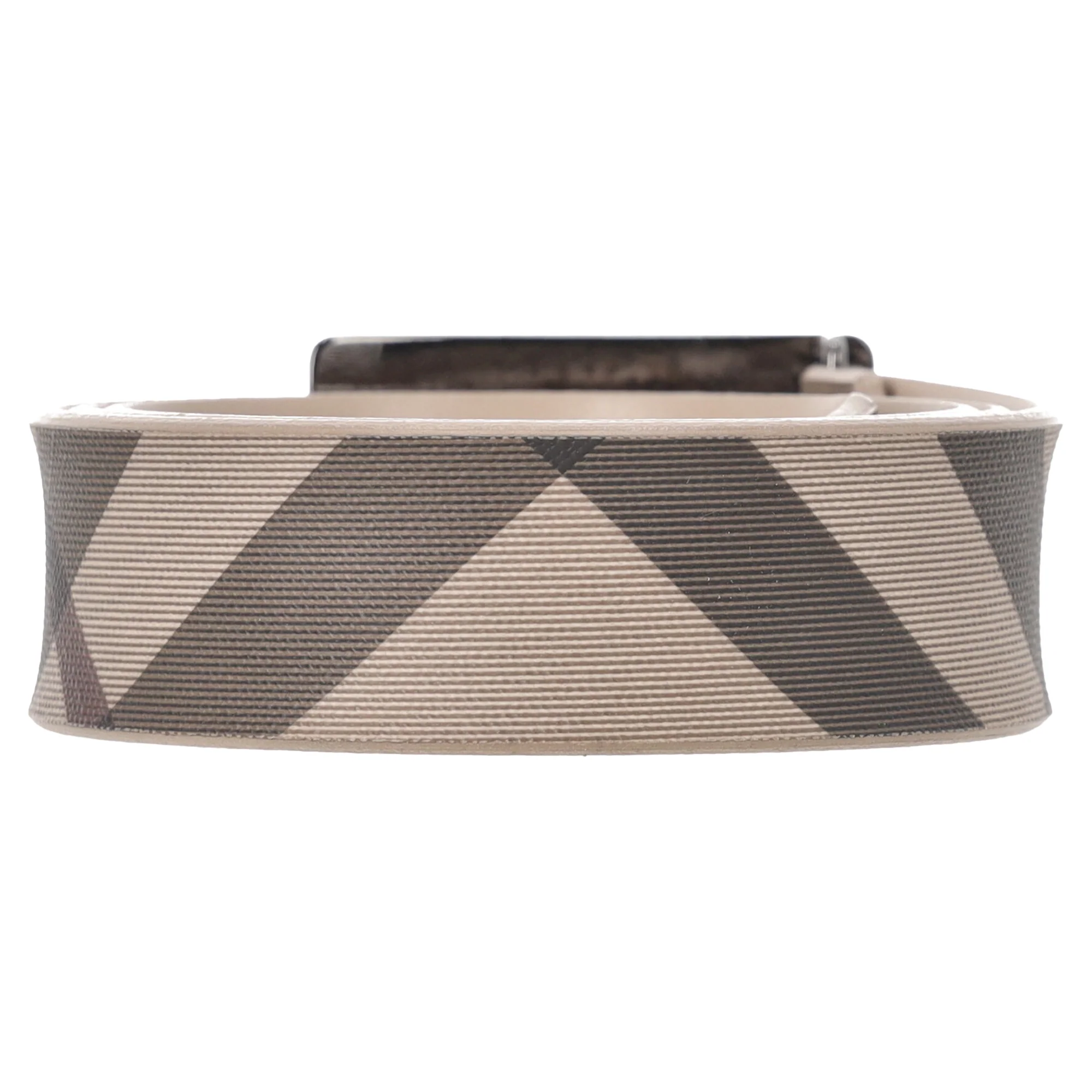 Burberry Check-Print Plaque Buckle Belt in Beige PVC - Image 3