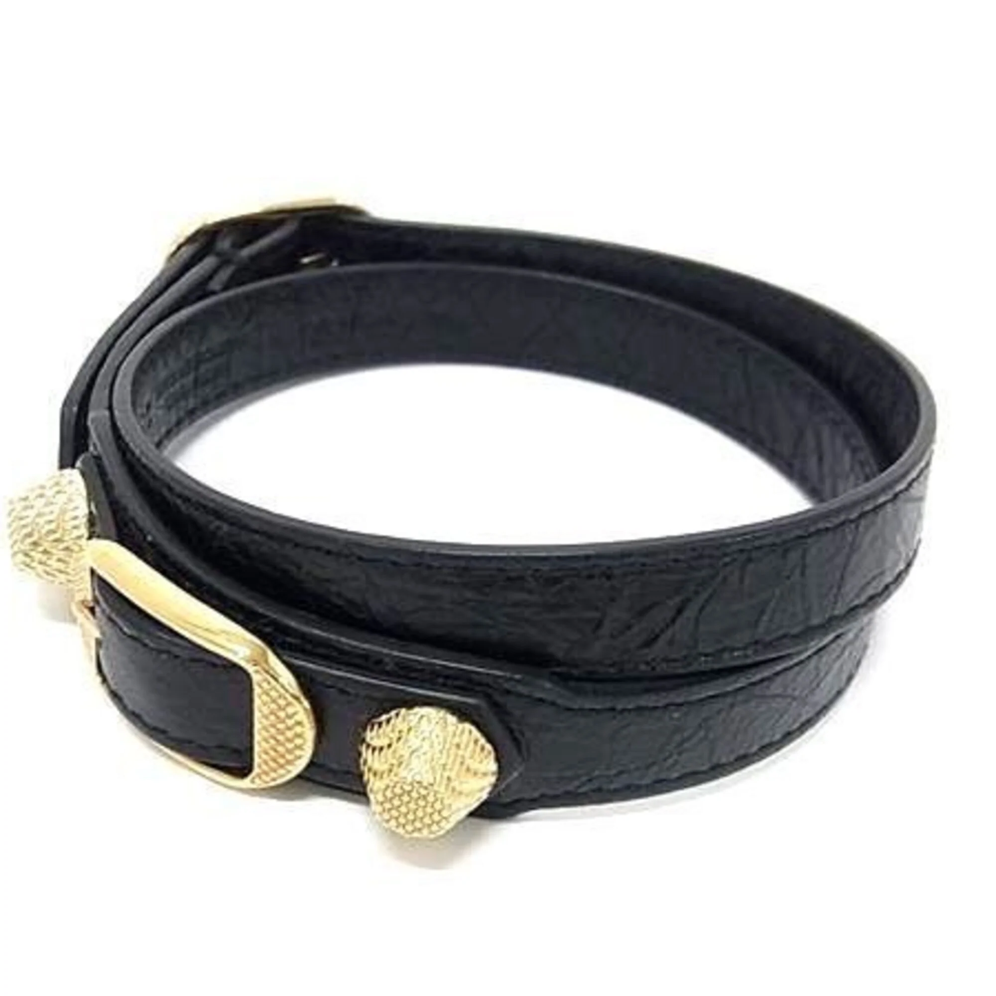 Giant Bracelet Leather Black Triple Stud - Image 2