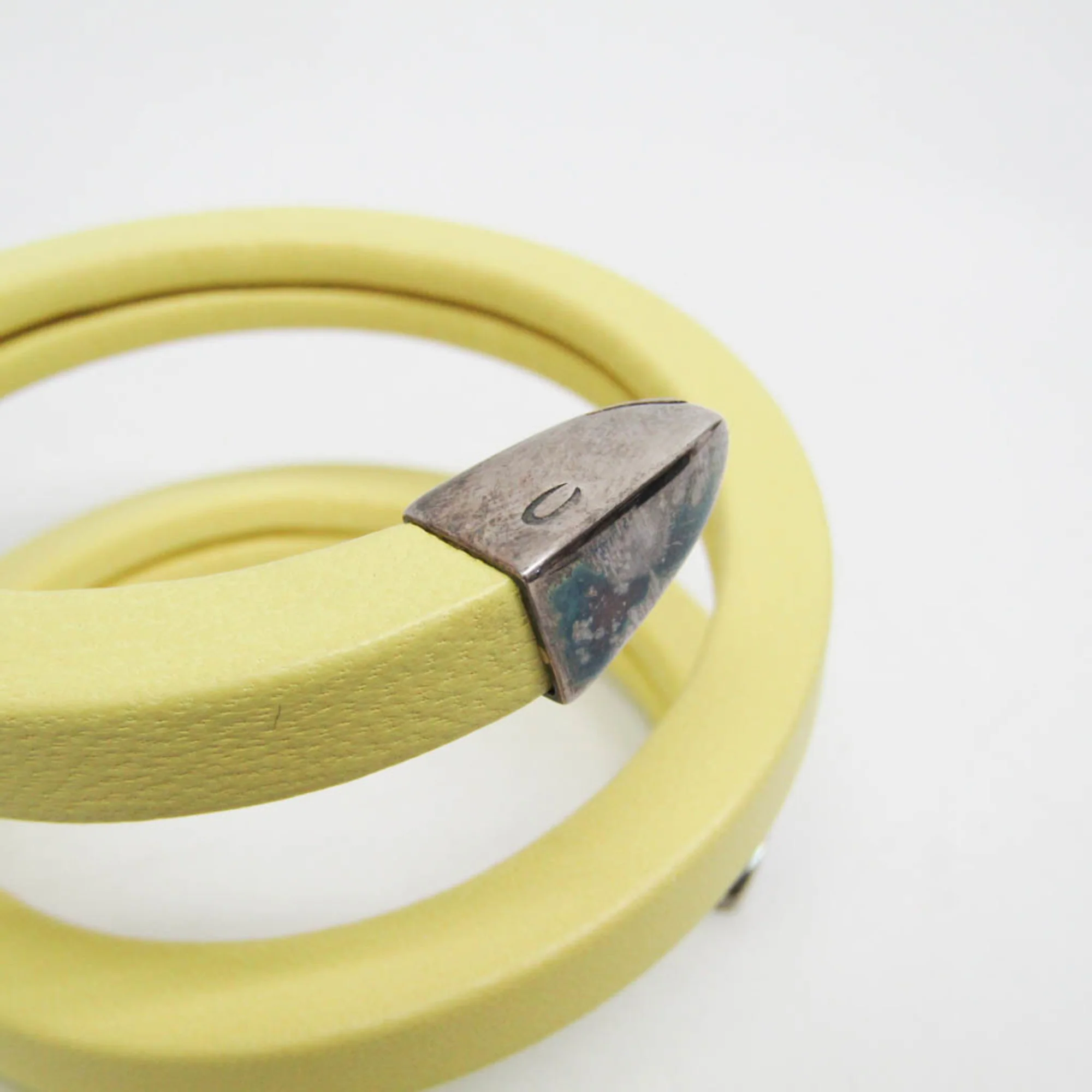 Wrap Bracelet Leather and Sterling Silver Yellow - Image 4