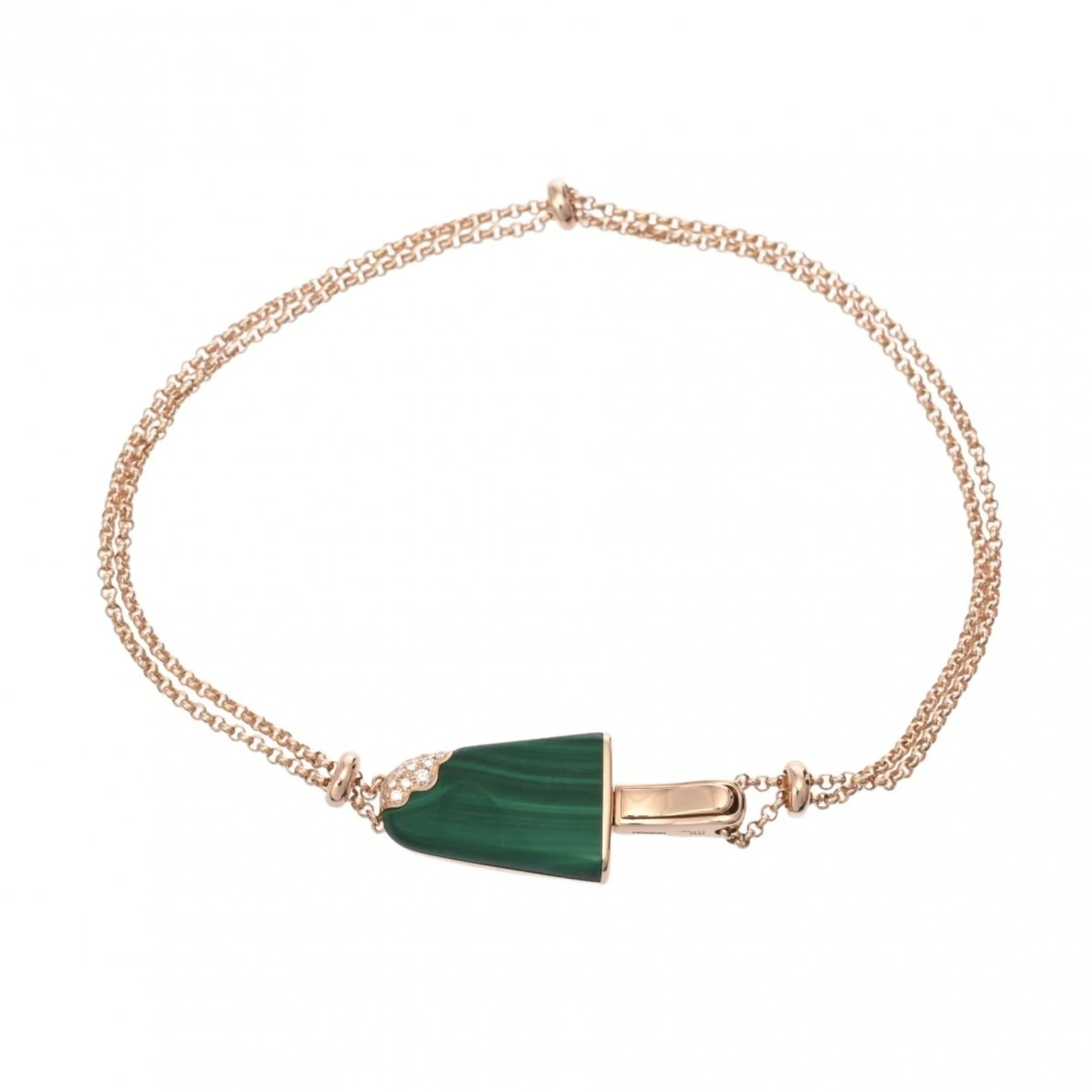 Bracelet 18K Rose Gold with Diamond and Malachite - Image 2