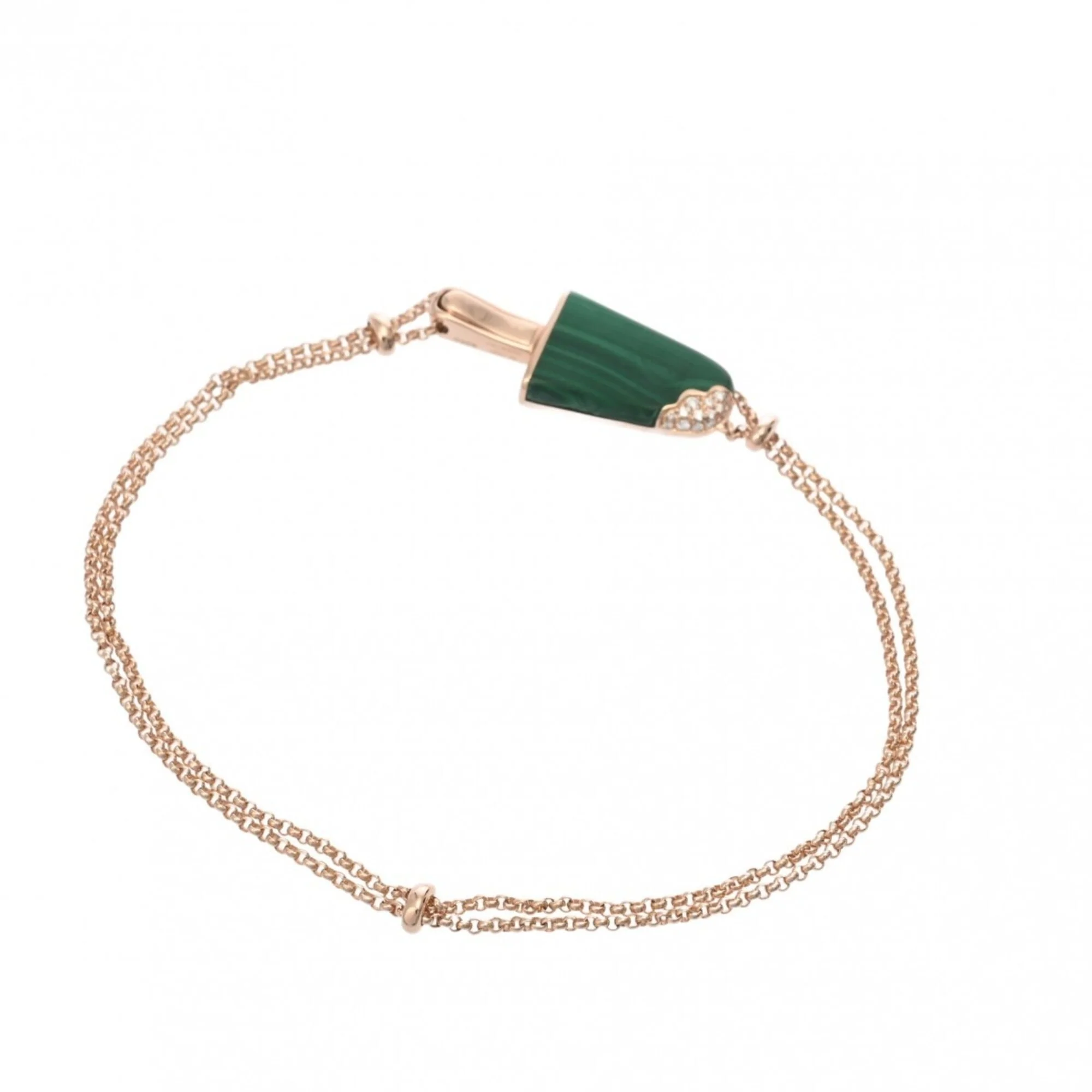 Bracelet 18K Rose Gold with Diamond and Malachite - Image 3