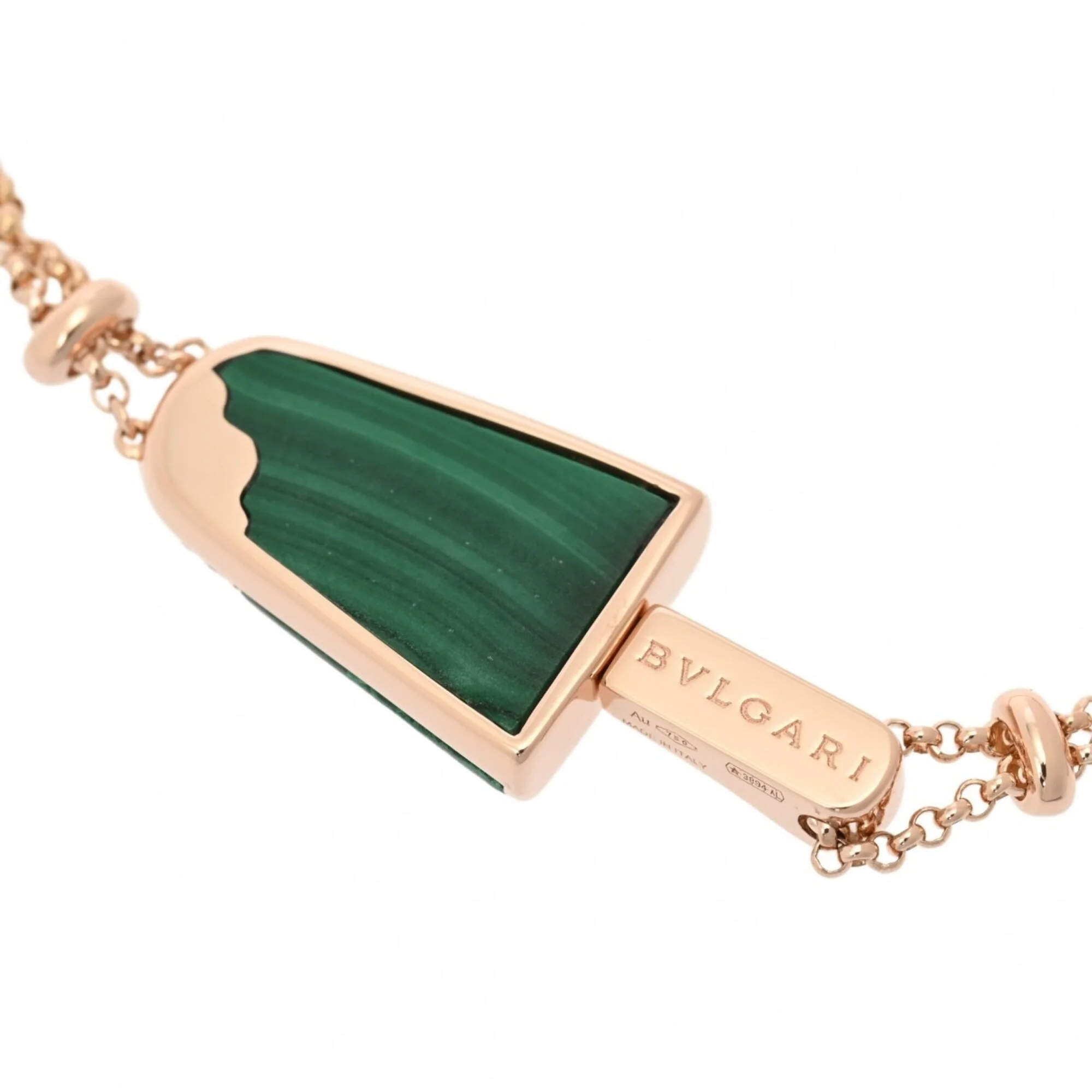 Bracelet 18K Rose Gold with Diamond and Malachite - Image 6