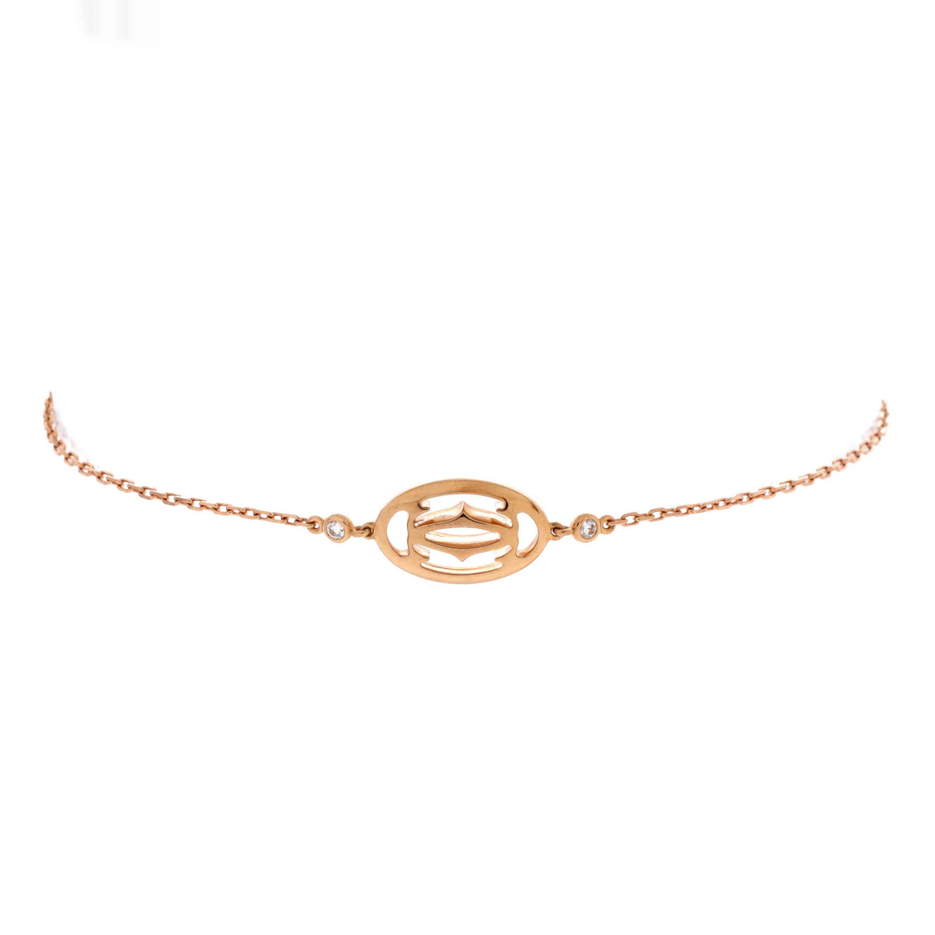 Double C de Cartier Bracelet 18K Rose Gold with Diamonds