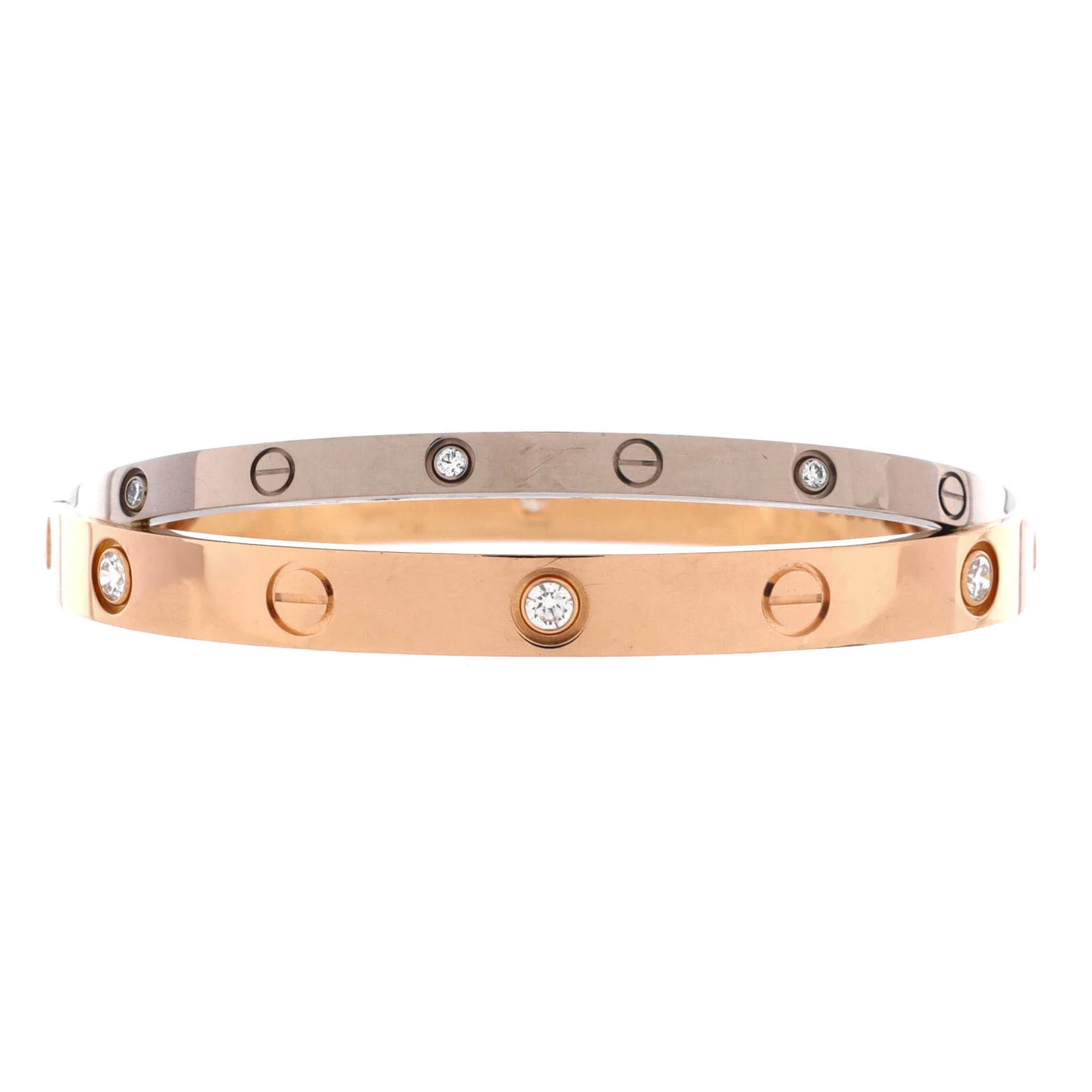 Double Love Bracelet 18K Rose Gold with 18K White Gold with Diamonds - Image 3