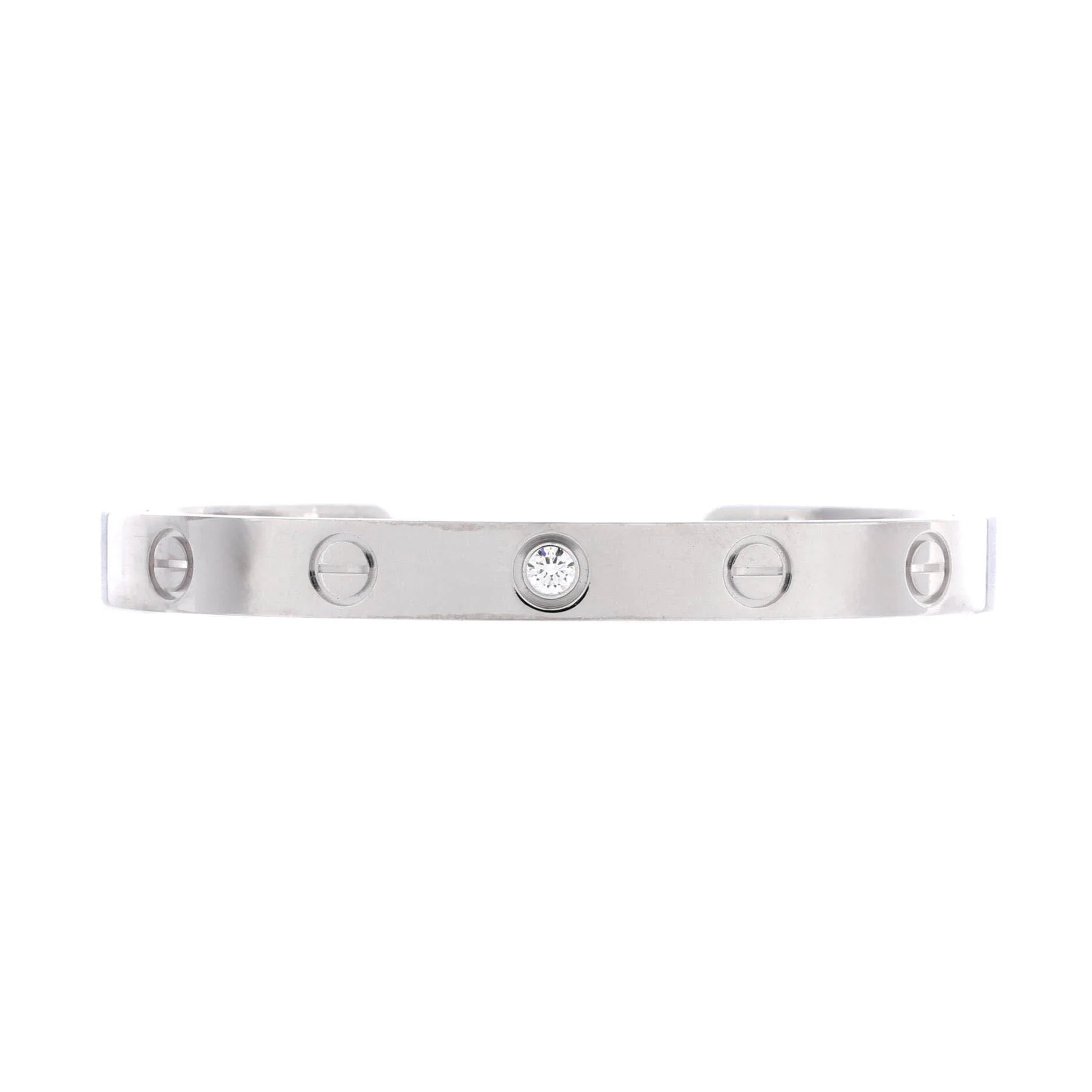 Love 1 Diamond Cuff Bracelet 18K White Gold with Diamond