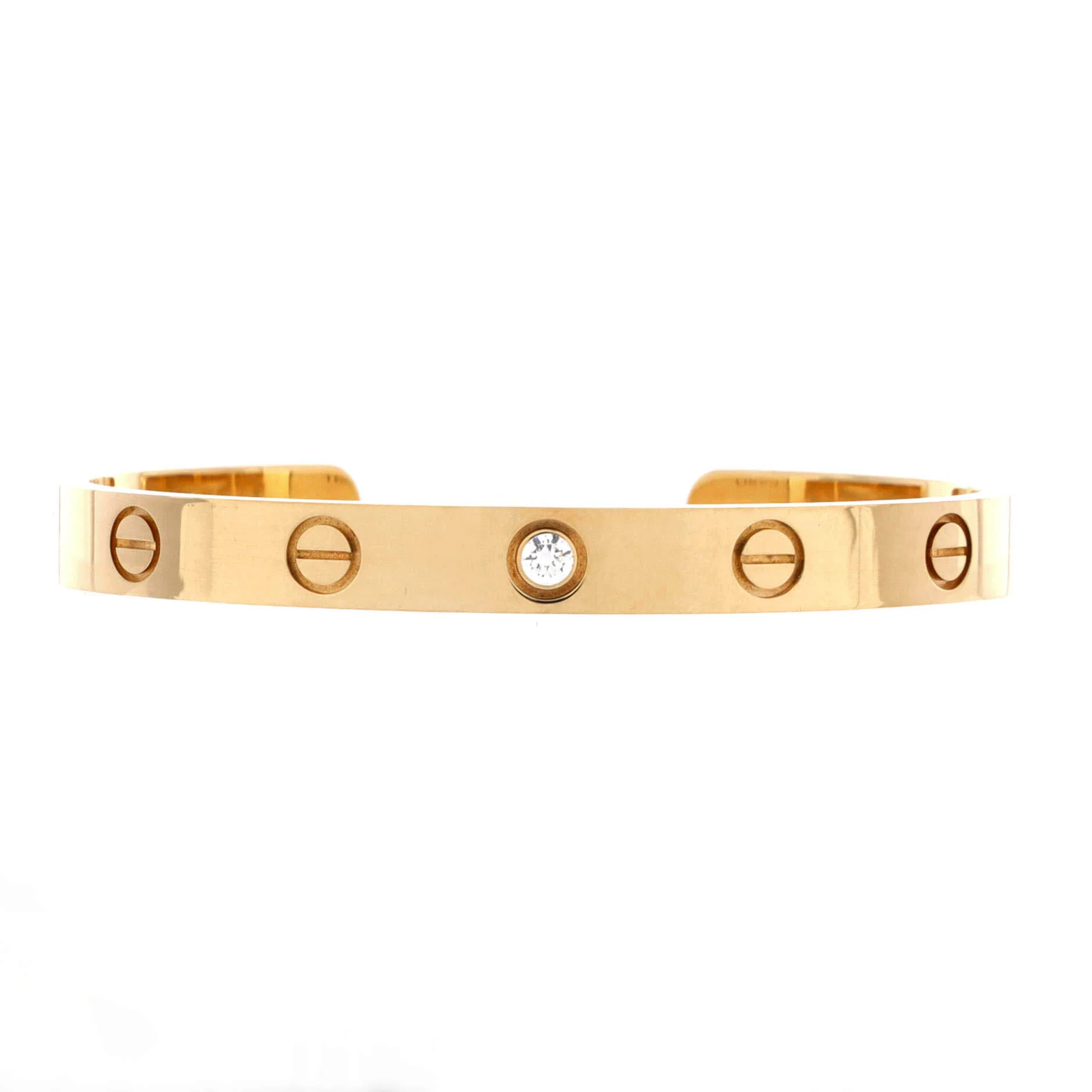 Love 1 Diamond Cuff Bracelet 18K Yellow Gold with Diamond