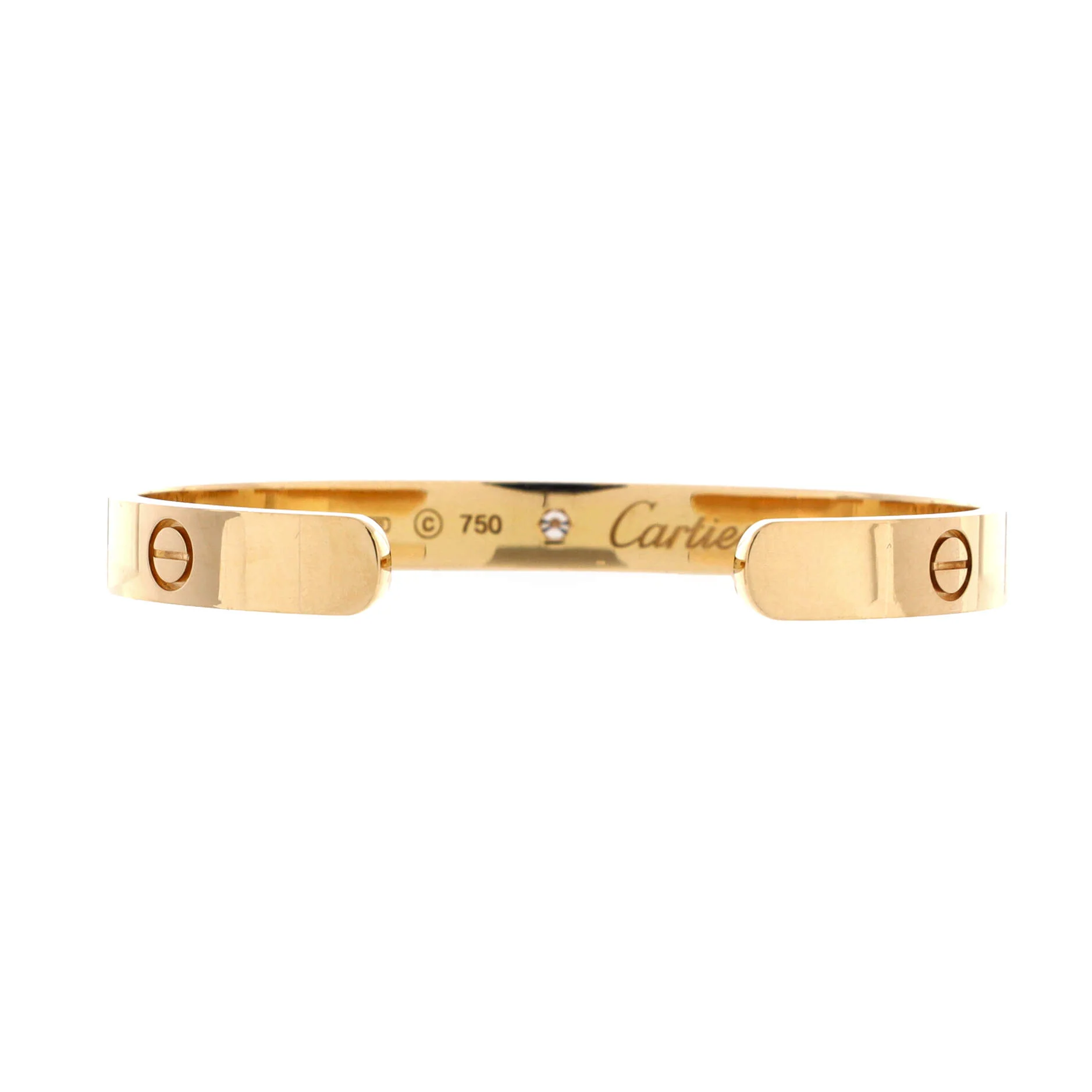 Love 1 Diamond Cuff Bracelet 18K Yellow Gold with Diamond - Image 3