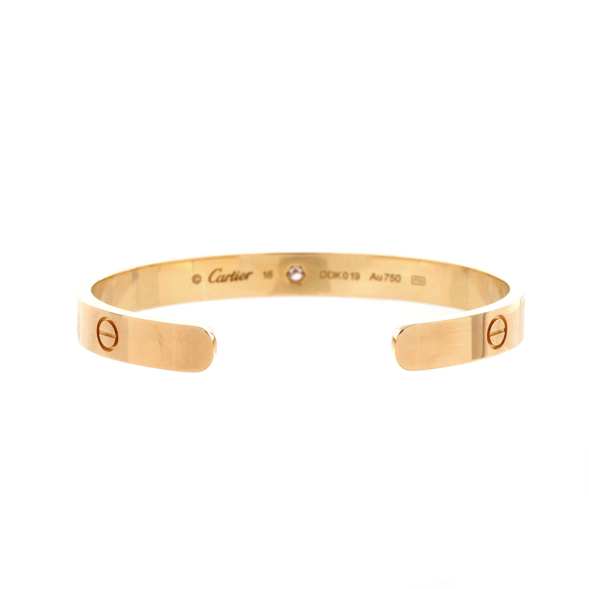 Love 1 Diamond Cuff Bracelet 18K Yellow Gold with Diamond - Image 3