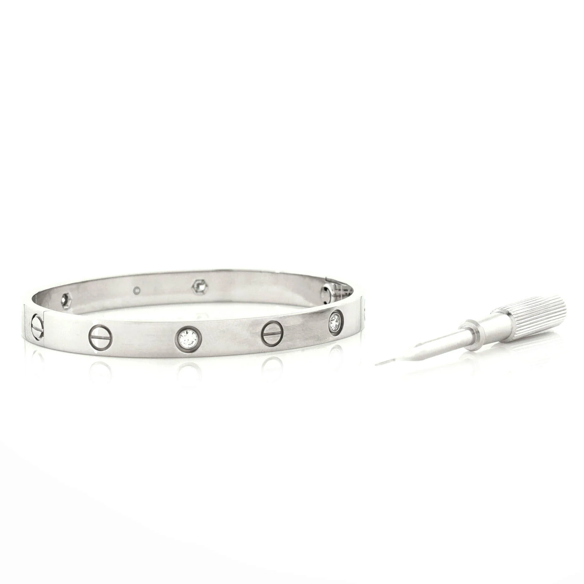 Love 4 Diamond Bracelet 18K White Gold and Diamonds 18 - Image 3
