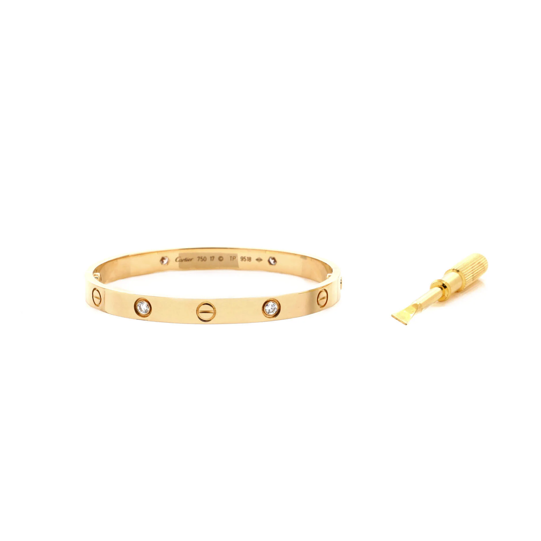 Love 4 Diamond Bracelet 18K Yellow Gold with Diamonds 17 - Image 2