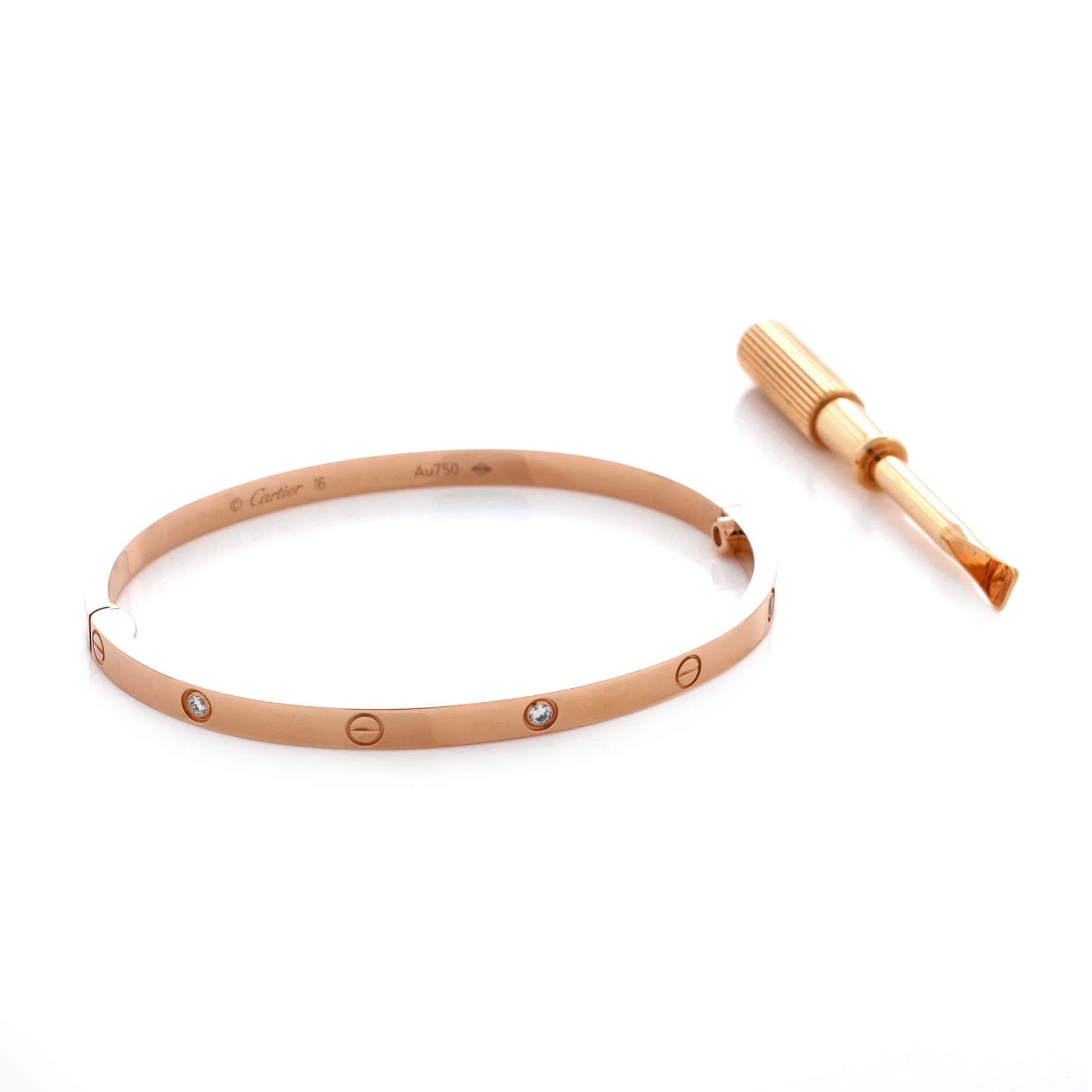 Love 6 Diamond Bracelet 18K Rose Gold and Diamonds Small 16 - Image 3