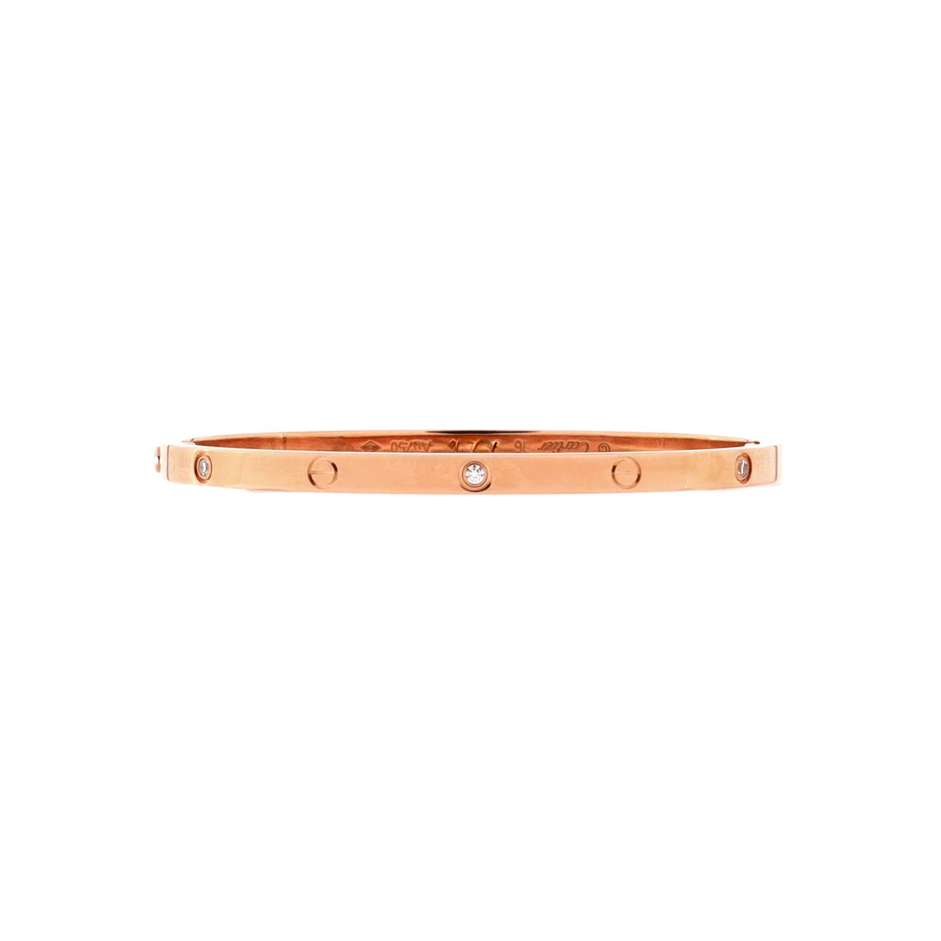 Love 6 Diamond Bracelet 18K Rose Gold and Diamonds Small 16 - Image 3