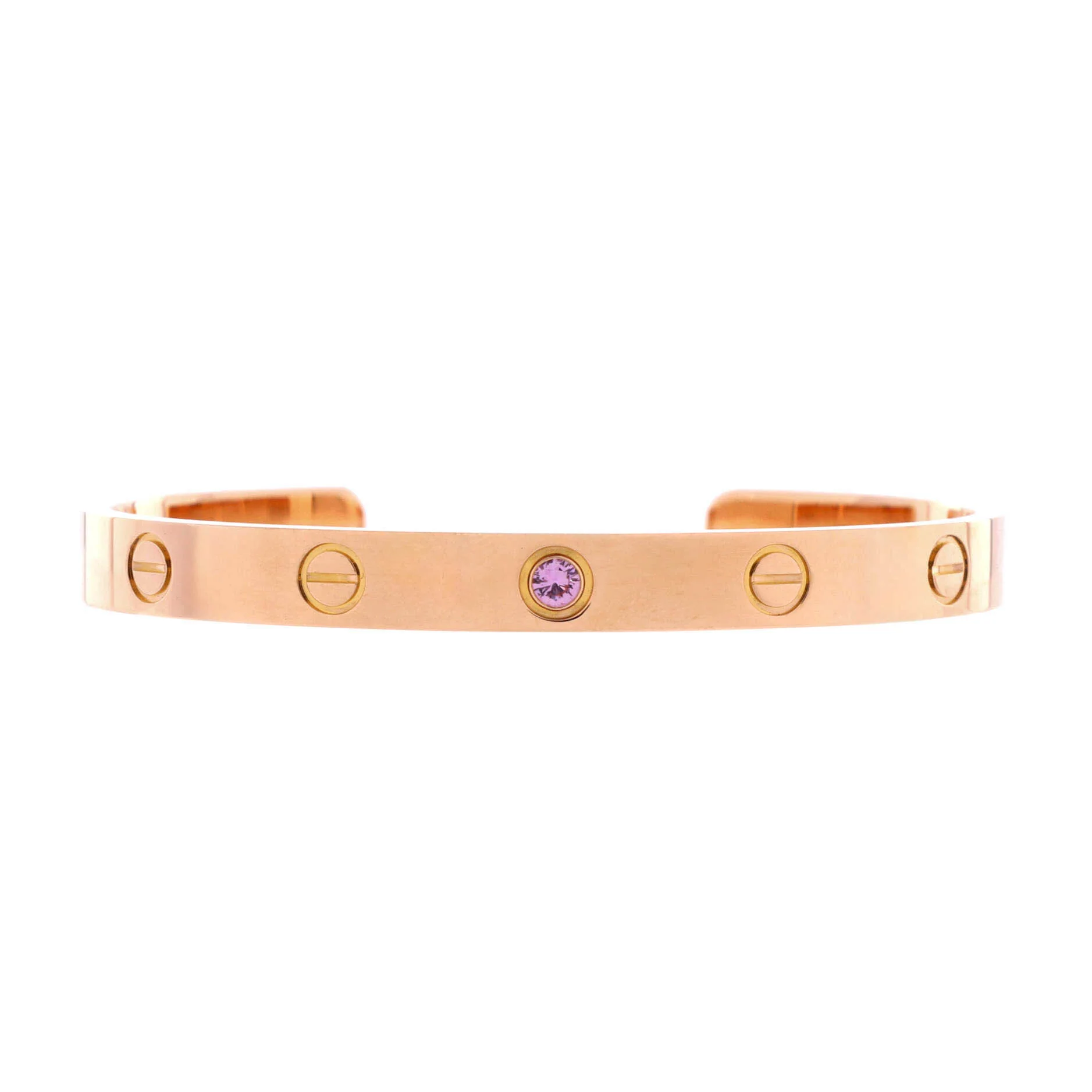Love Cuff Bracelet 18K Rose Gold with Pink Sapphire