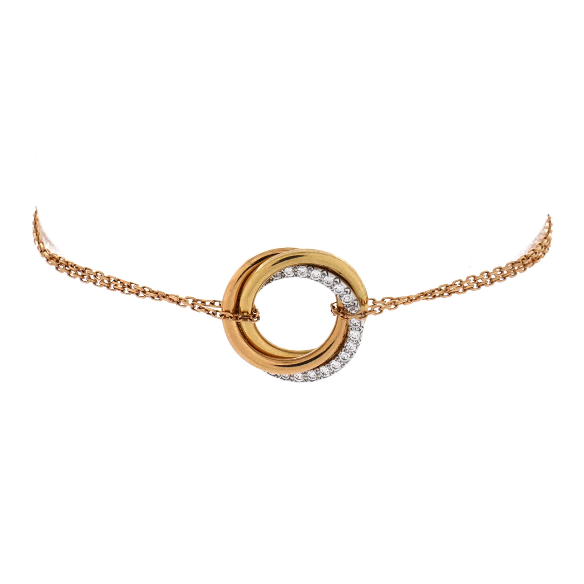 Trinity Chain Bracelet 18K Tricolor Gold and Diamonds
