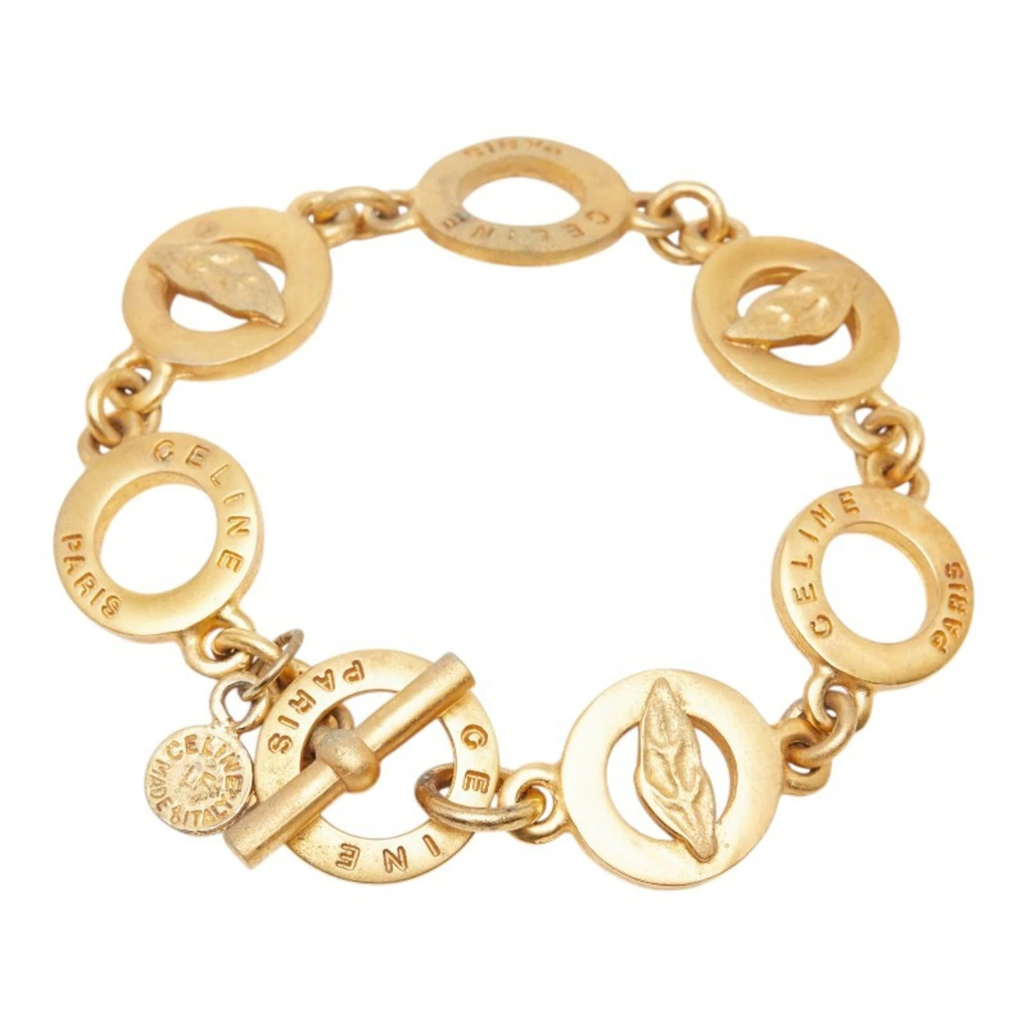 Leaf Motif T-Bar Bracelet Gold - Image 2