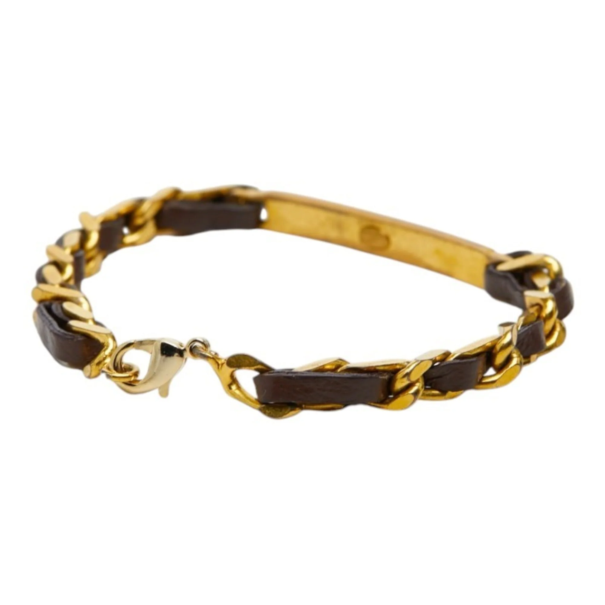 Bracelet Leather and Metal Brown and Gold - Image 2