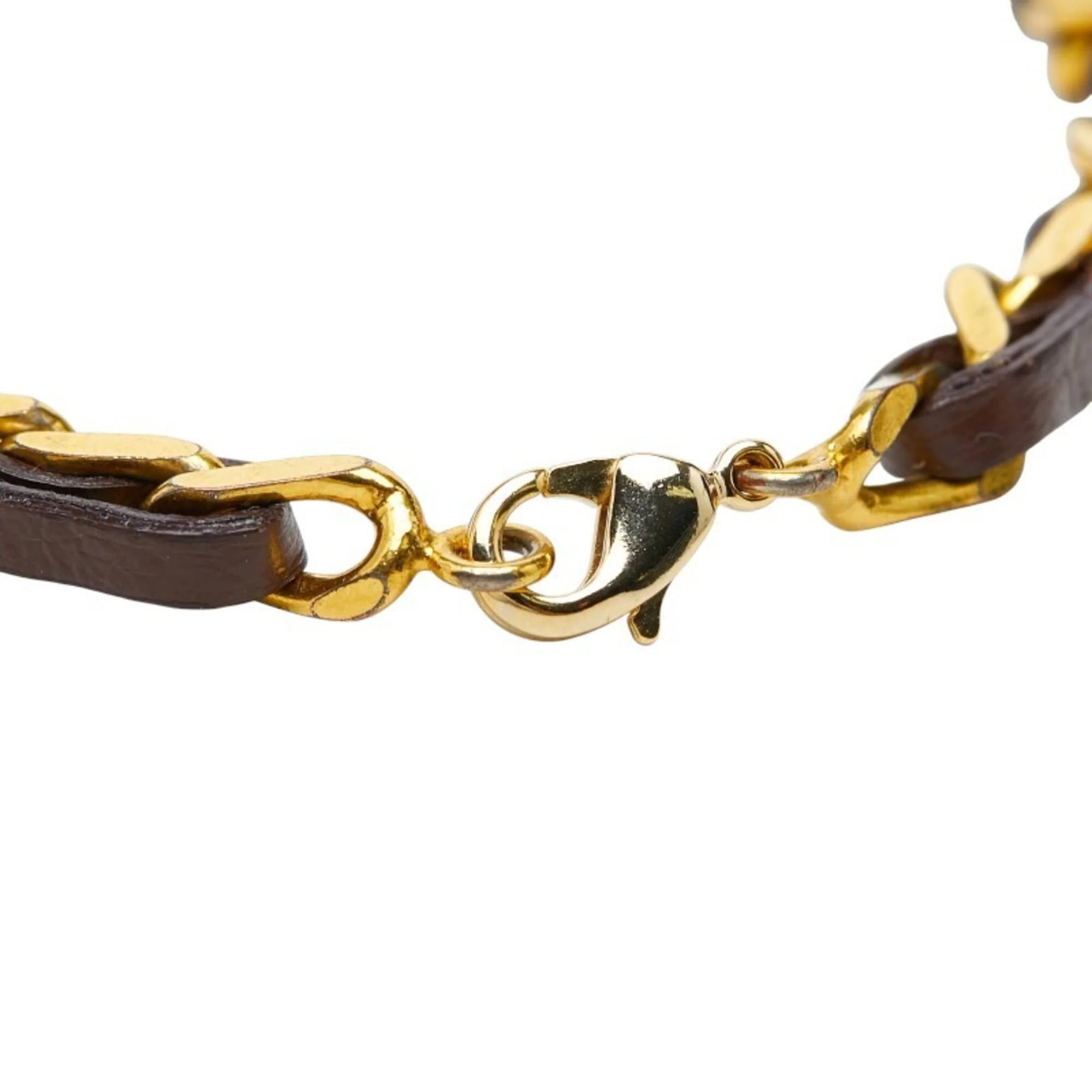 Bracelet Leather and Metal Brown and Gold - Image 3