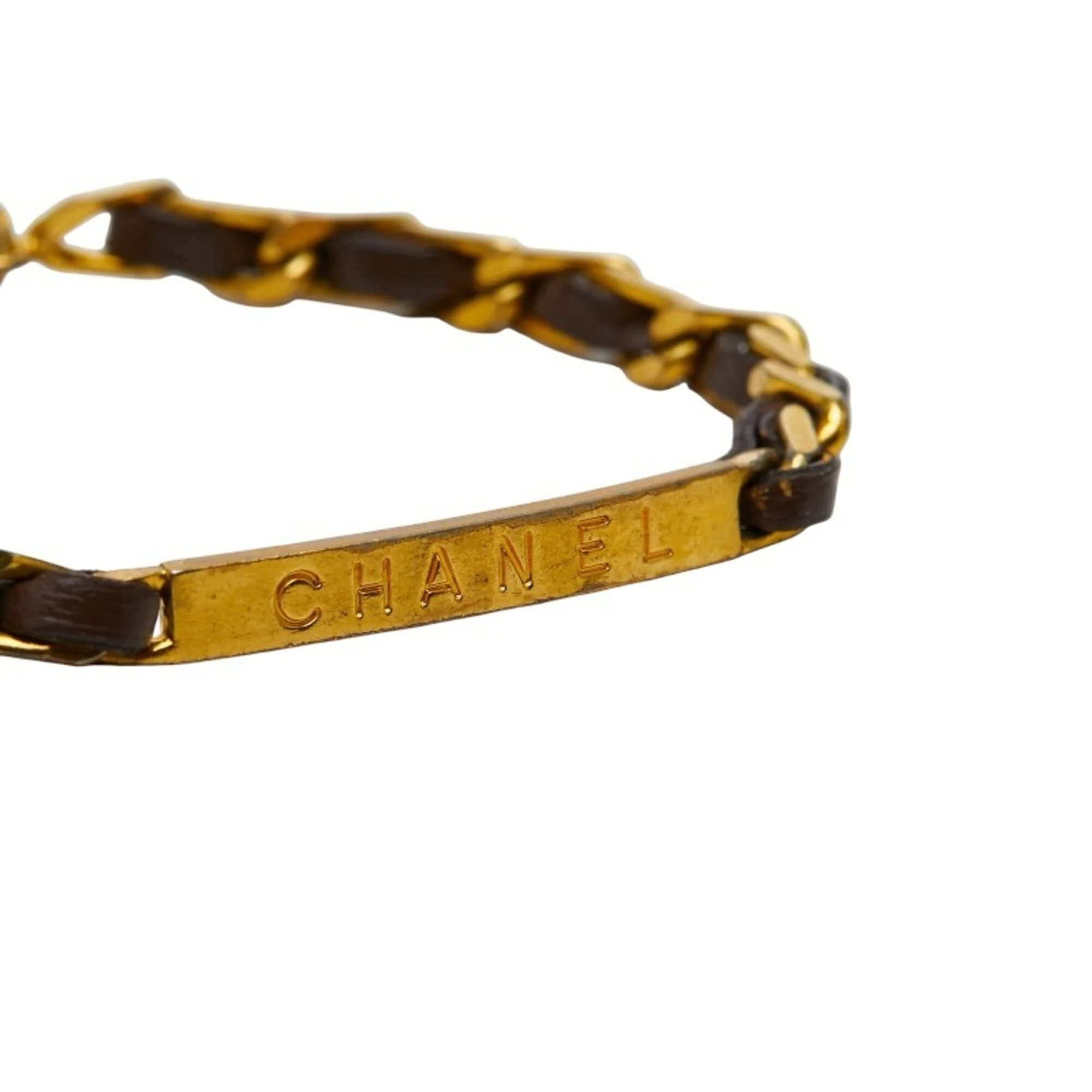 Bracelet Leather and Metal Brown and Gold - Image 4