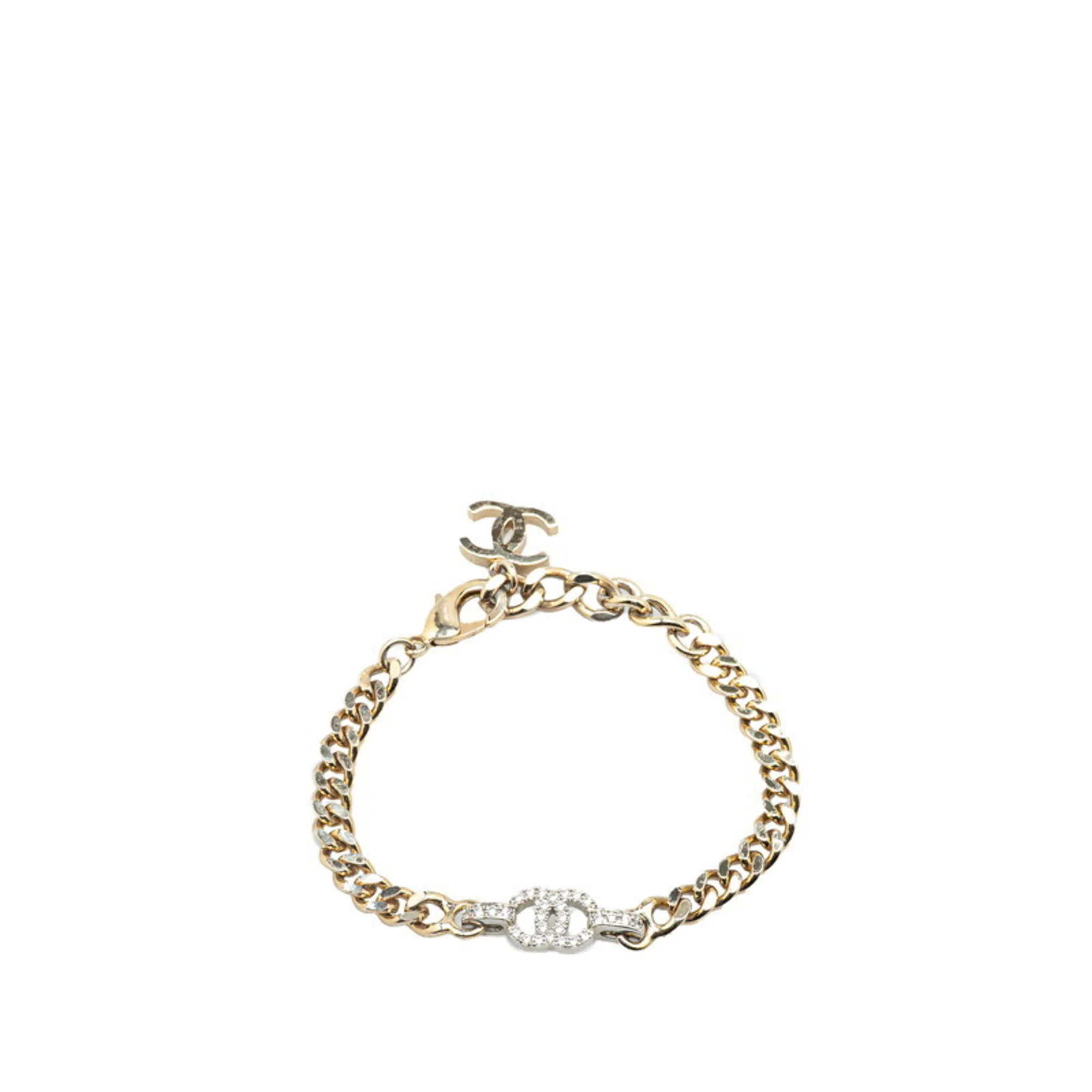 CC Logo Chain Bracelet Silver-Tone Metal