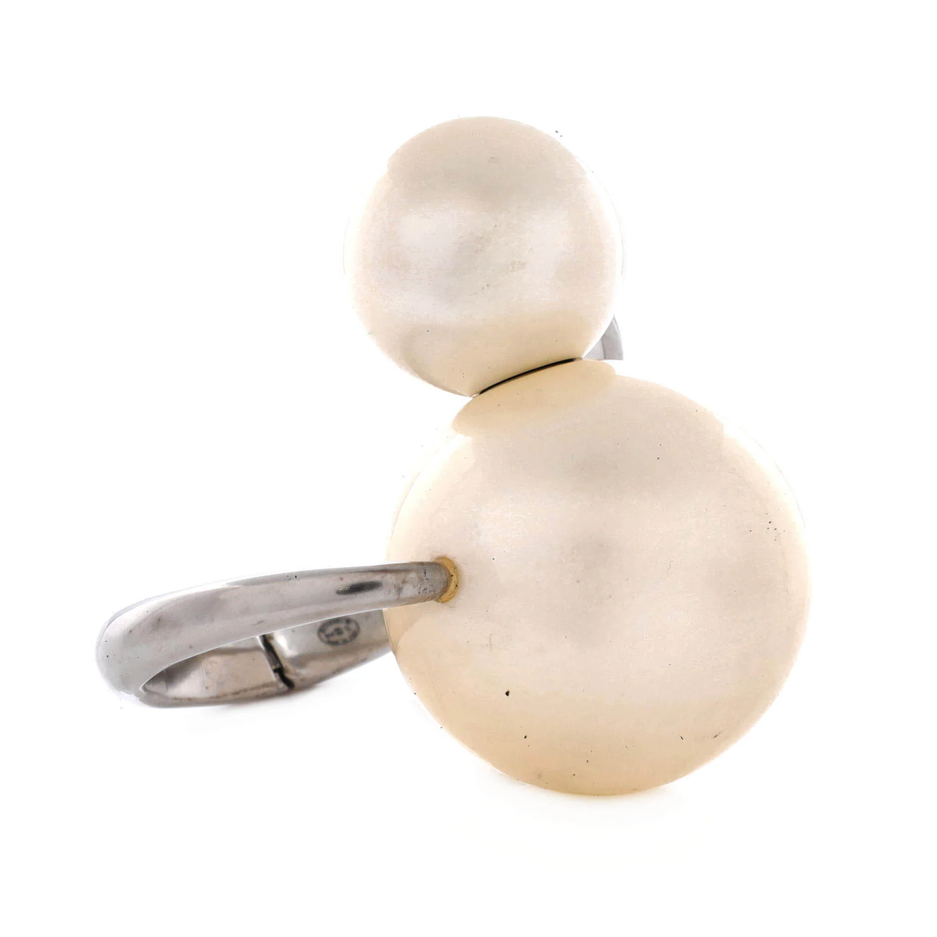Double Pearl Cuff Bracelet Metal and Faux Pearls - Image 2