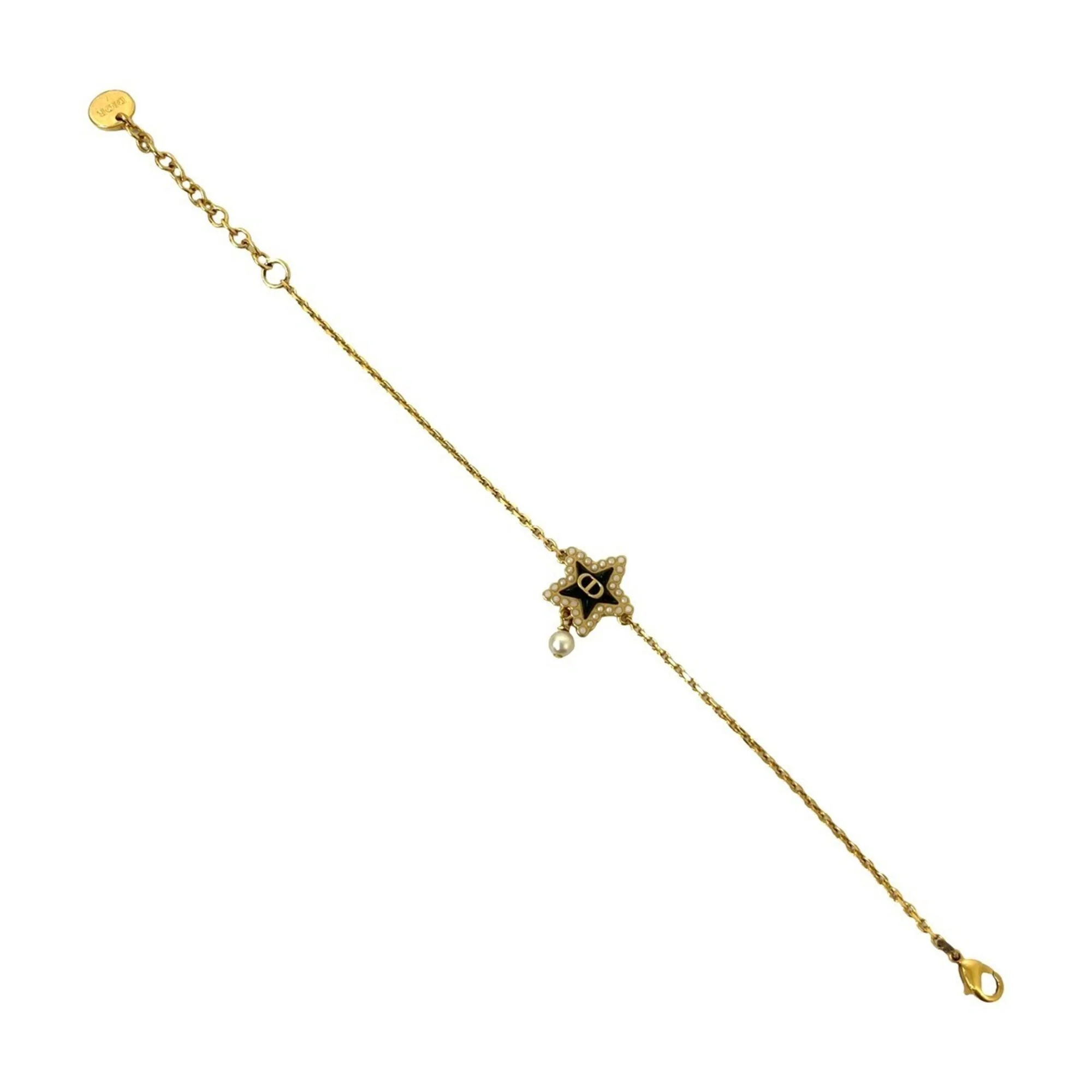 CD Star Motif Bracelet Gold and Faux Pearl - Image 5