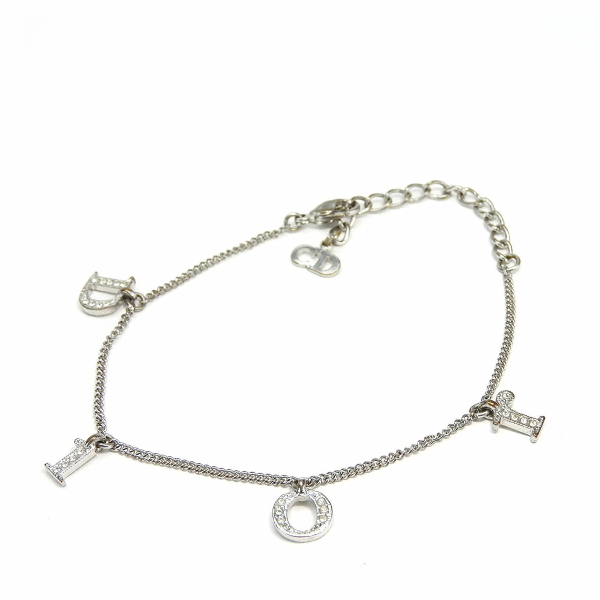 Charm Bracelet Metal Silver With Rhinestone