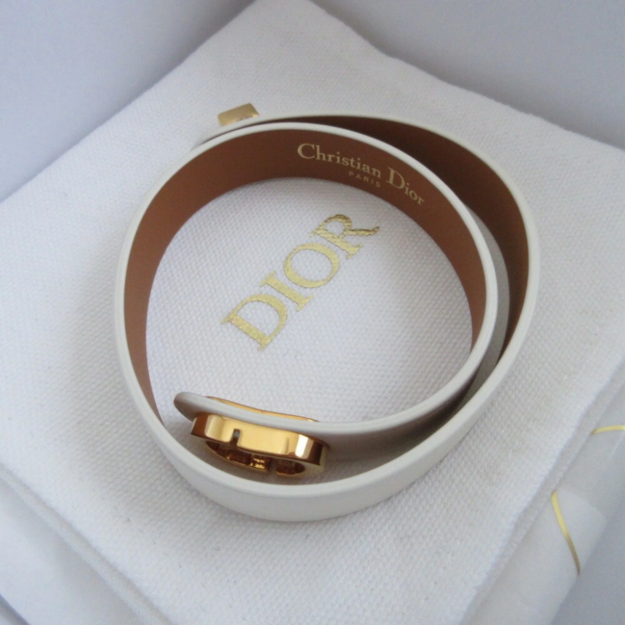 Double Strand Bracelet Leather Ivory Medium - Image 5