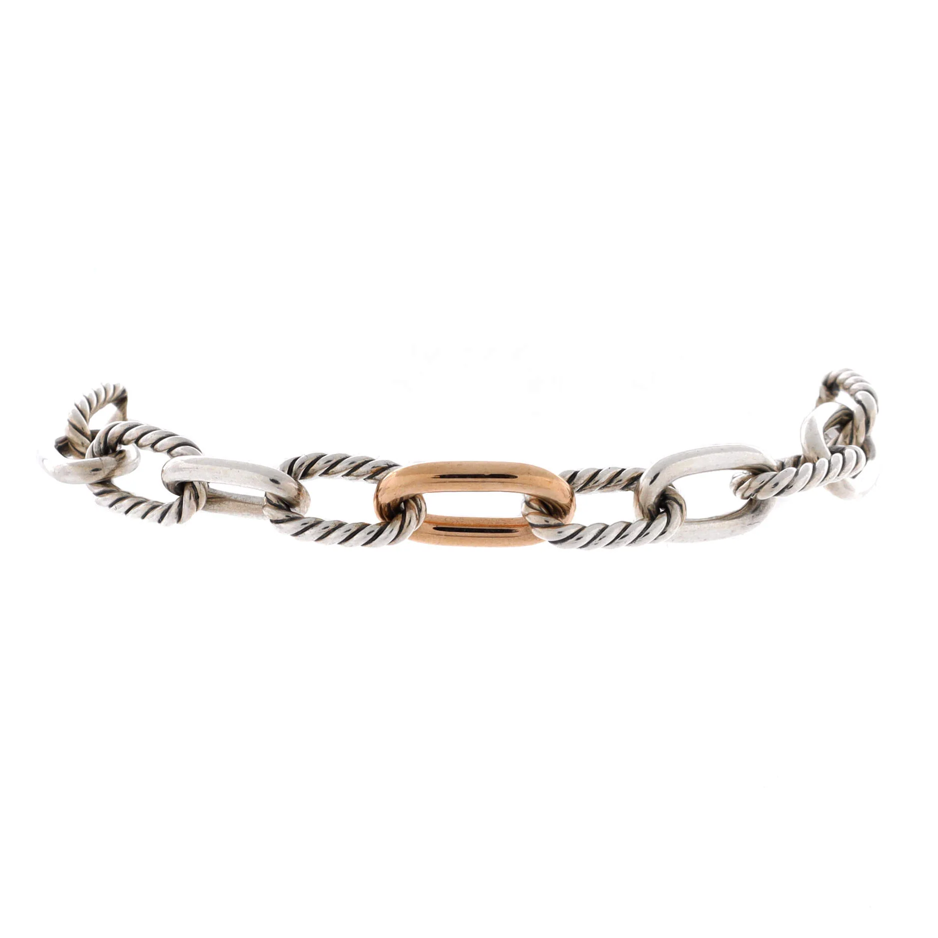 Madison Chain Link Bracelet 18K Yellow Gold and Sterling Silver 8.5mm