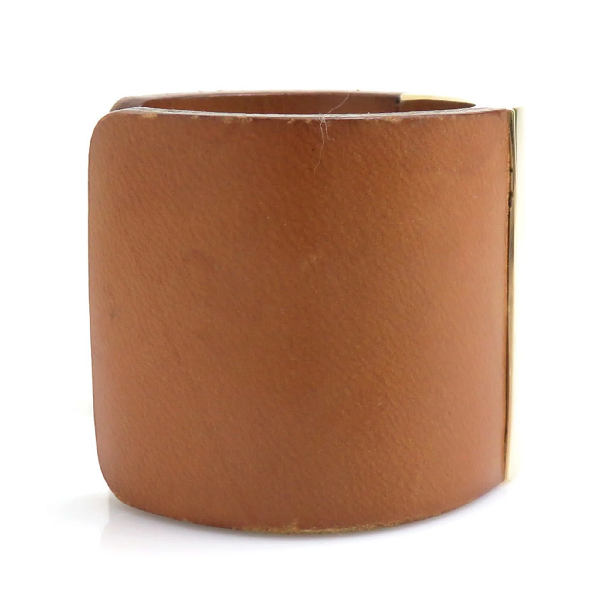 Bracelet Leather and Metal Brown and Gold - Image 2